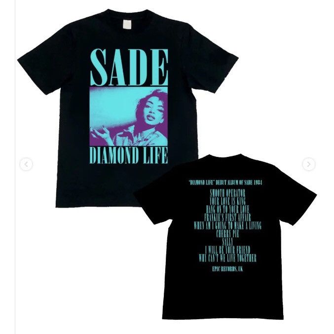 Image of Band Tees Sade - Diamond Life T-Shirt in Black, Men's (Size XL)