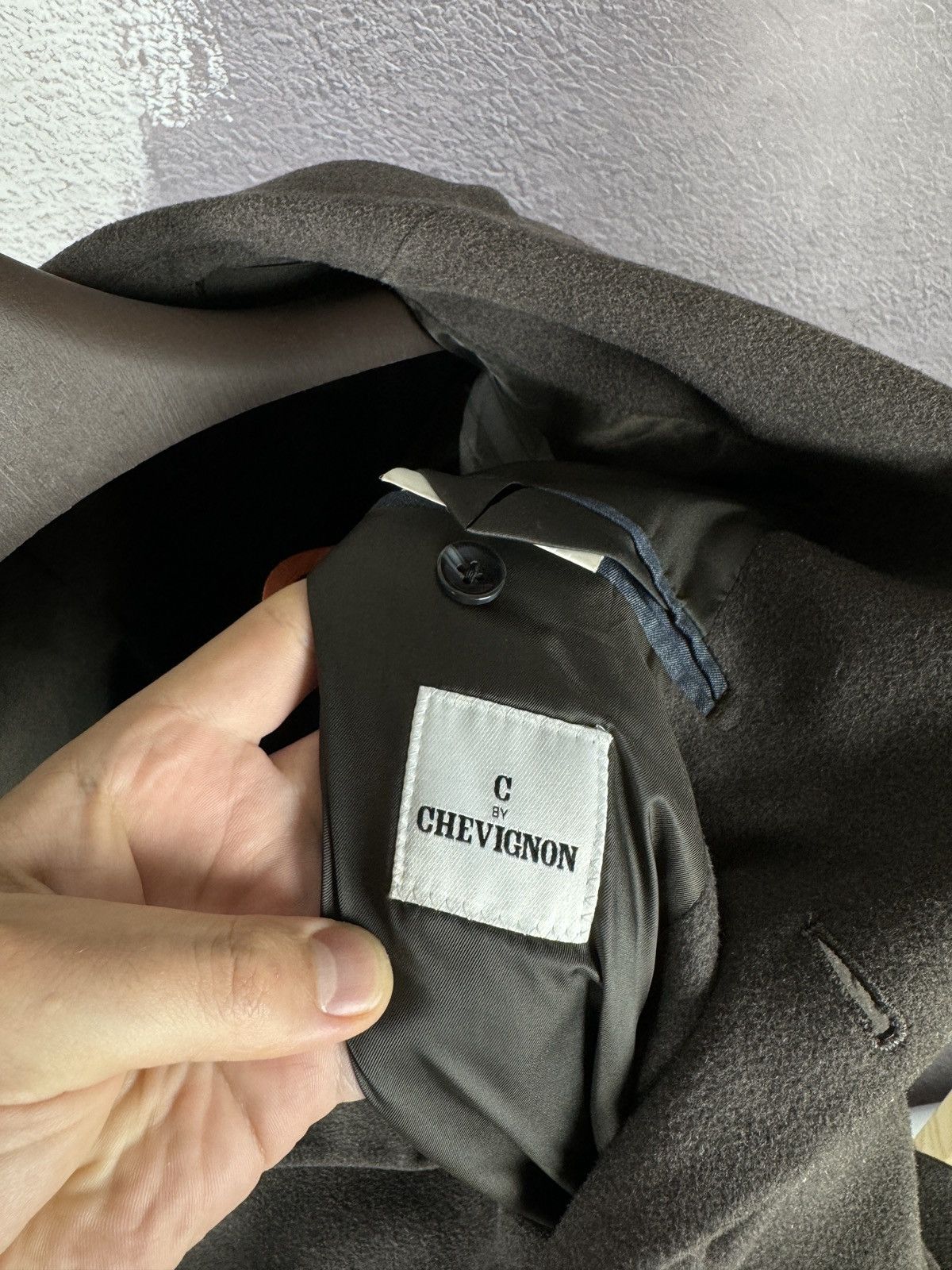 Chevignon CHEVIGNON Coat Men's LARGE Wool Blend Mid Length Brown Grey Size US L / EU 52-54 / 3 - 10 Thumbnail