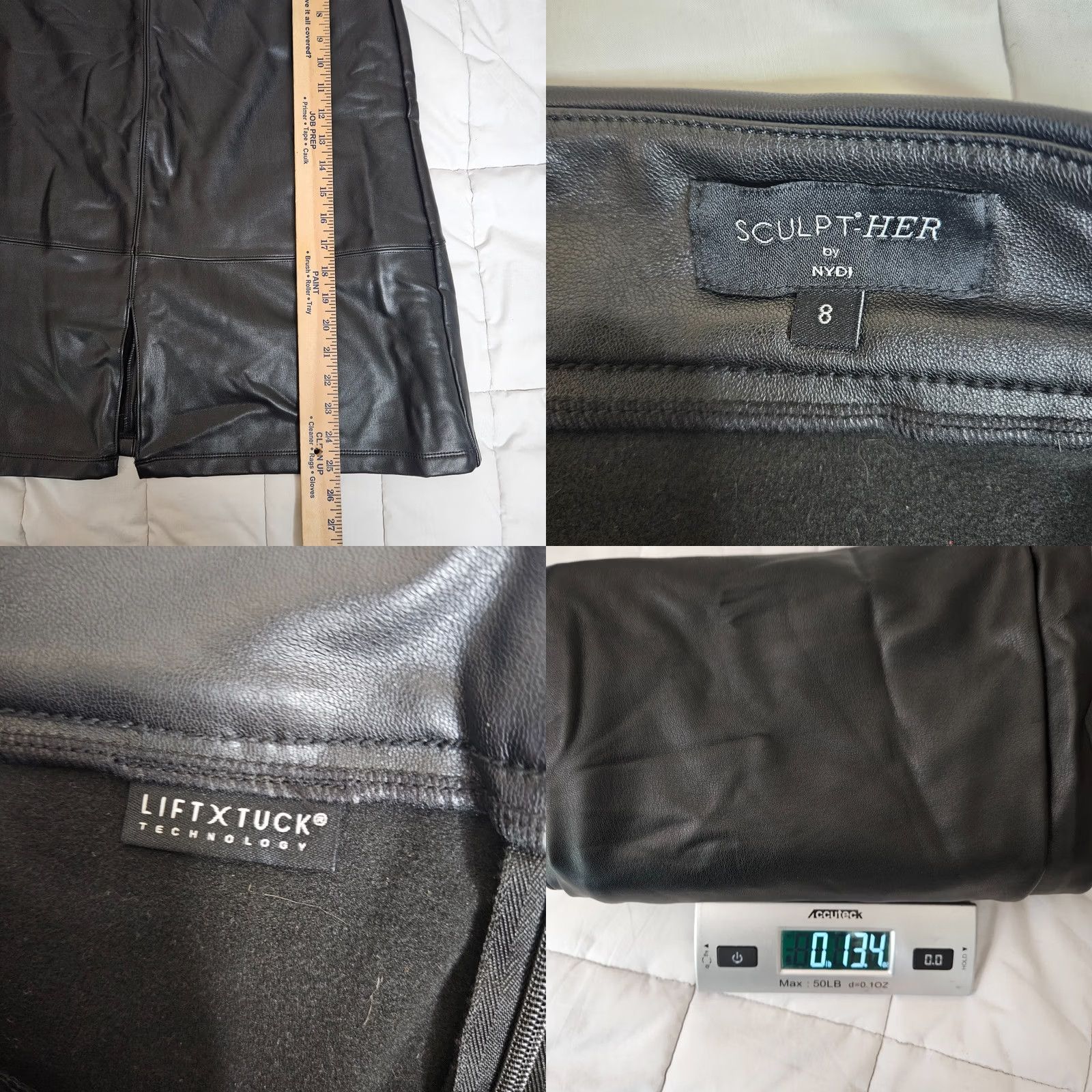 NYDJ NYDJ Sculpt-Her Black Faux Leather Skirt Size 8 Skirt Women A-Line Short Vintage: No (adult) Shorts? Size 30" / US 8 / IT 44 - 8 Thumbnail
