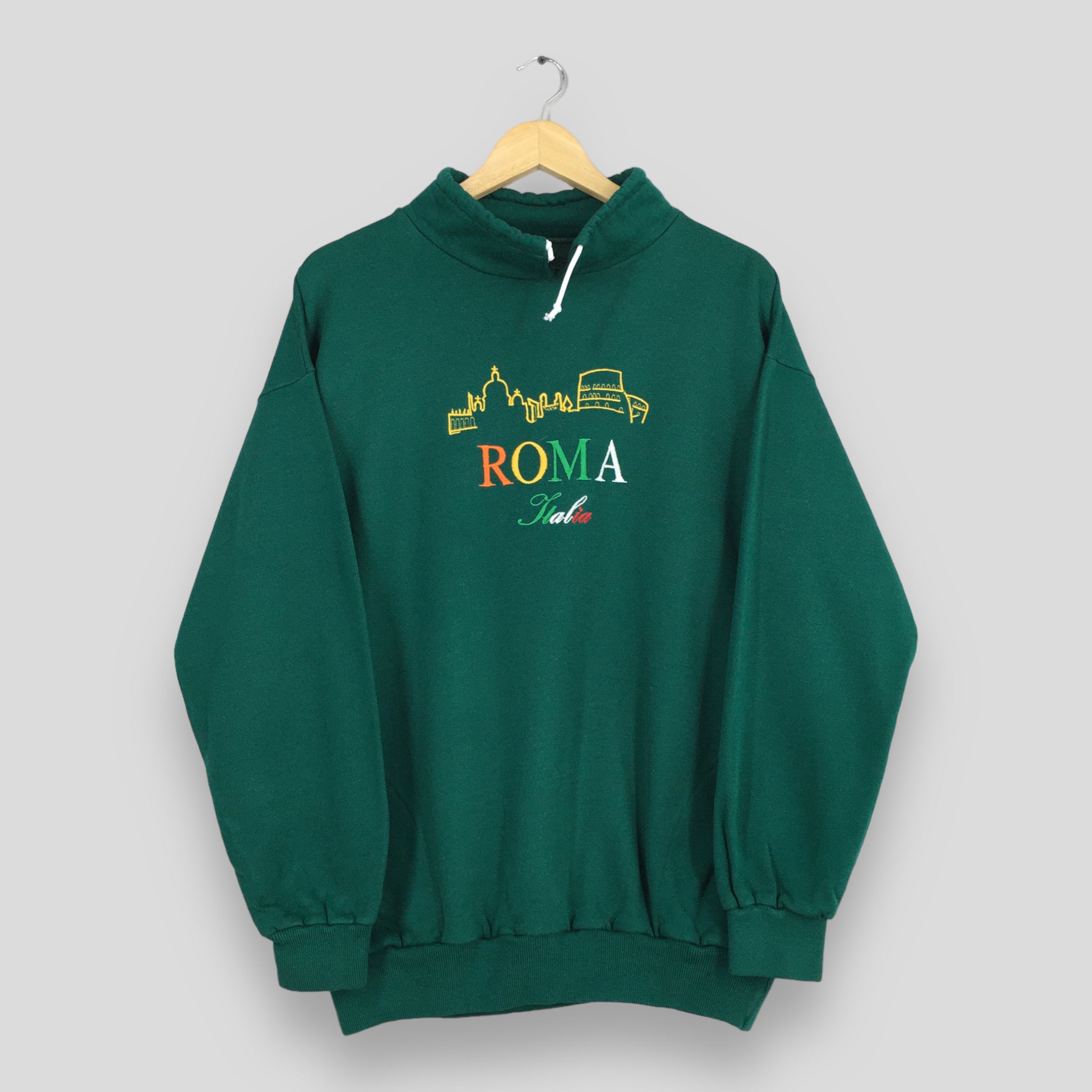 Vintage Vintage Roma Italia Pullover Green Jumper Medium Size US M / EU 48-50 / 2 - 1 Thumbnail