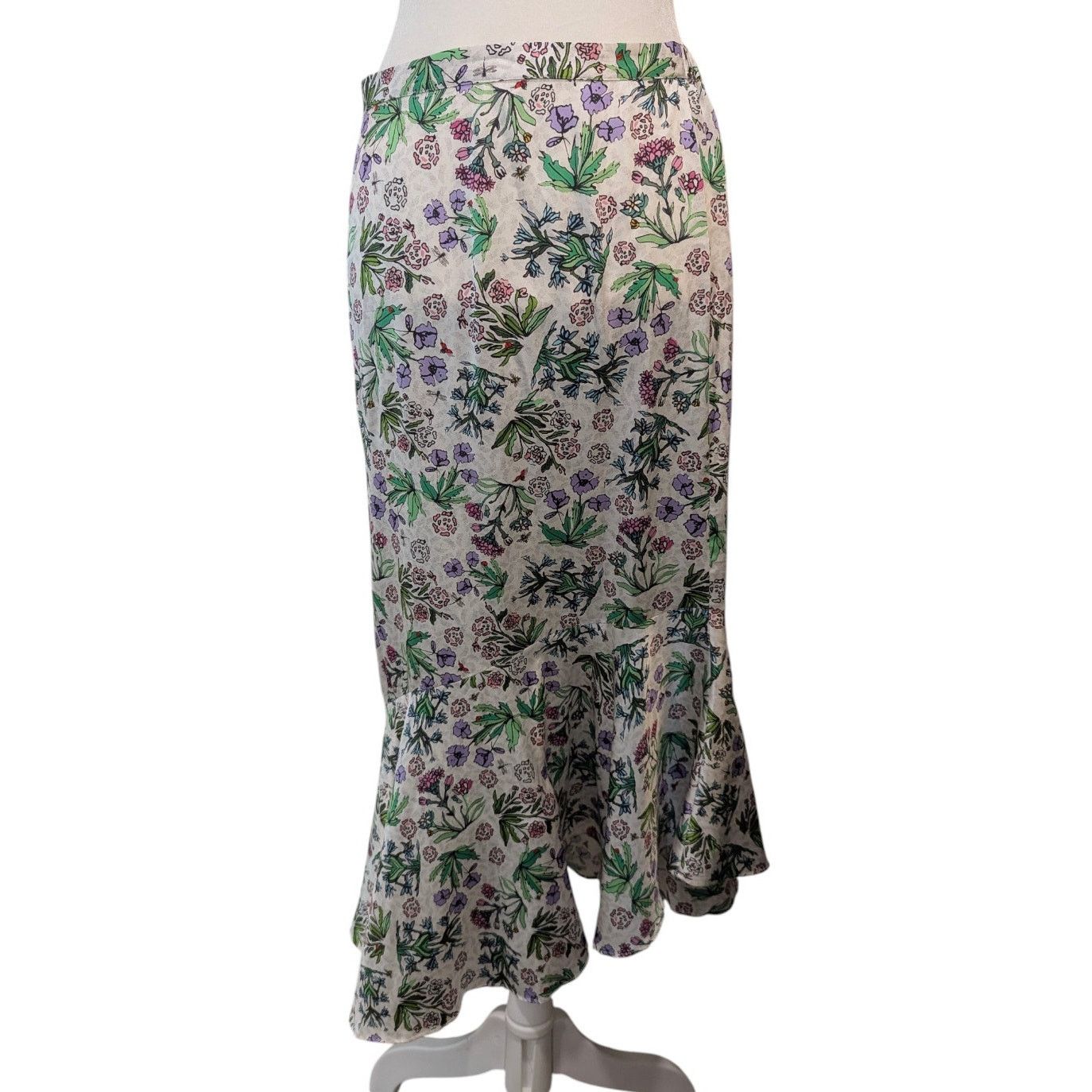 Other Jessica Russell Flint Celia's Garden Spring Bias Silk Skirt Size 28" / US 6 / IT 42 - 1 Thumbnail