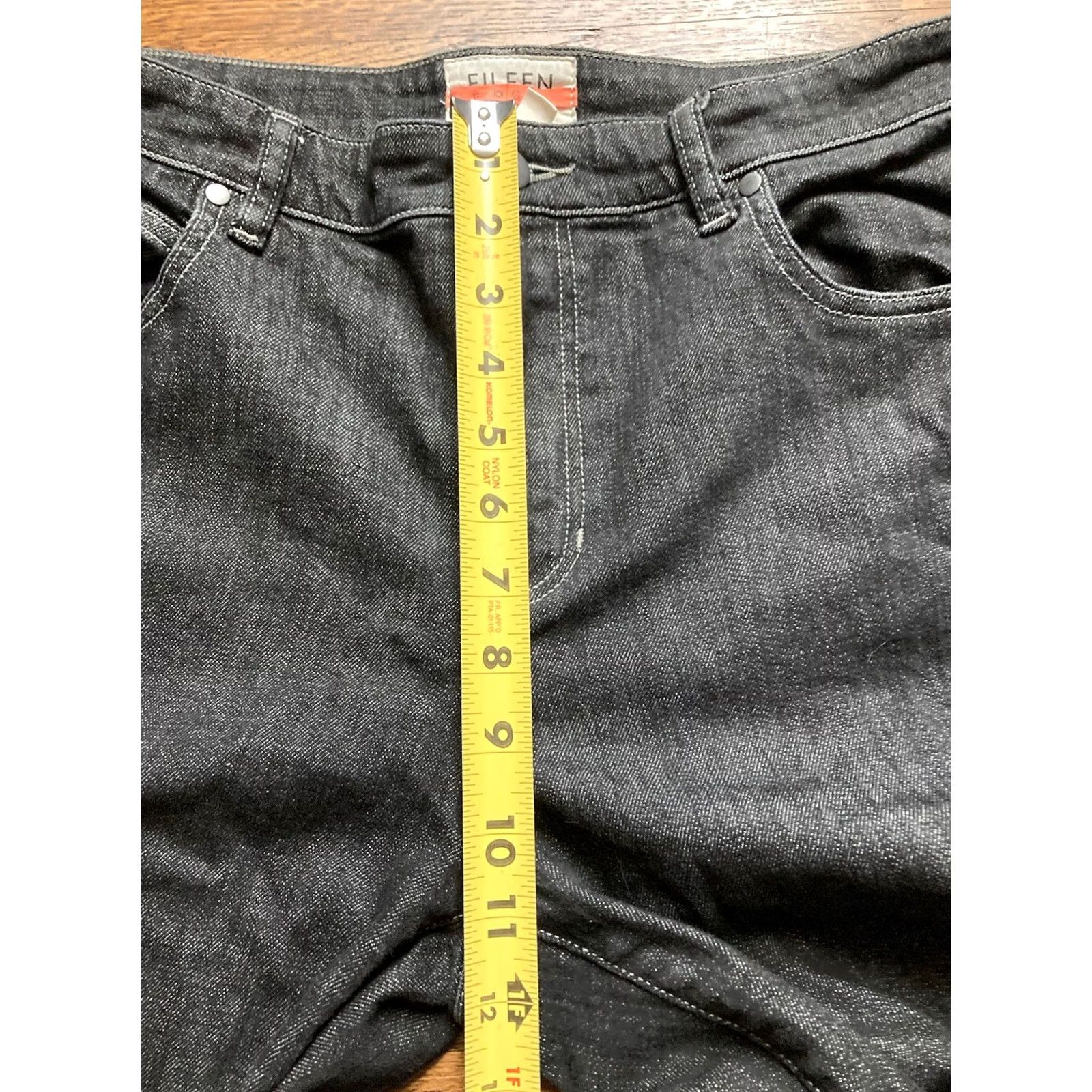 Eileen Fisher Eileen Fisher Jeans Womens Medium Black Denim Stretch Relaxed Straight Regular Pockets Solid Dark Vintage No Size 32" / US 10 / IT 46 - 5 Thumbnail