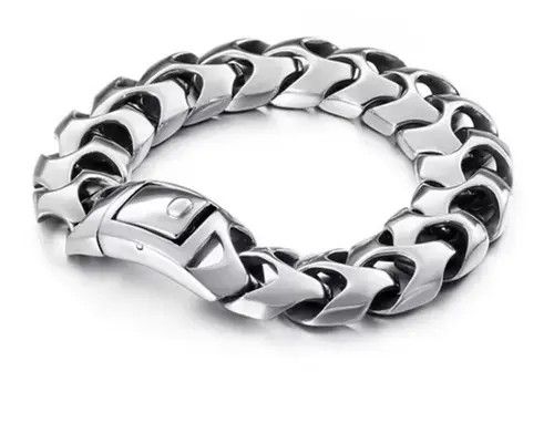 Other 17 mm width + 20 Cm Length Dragon Skin Cuban Chain Bracelet Size ONE SIZE - 6 Thumbnail
