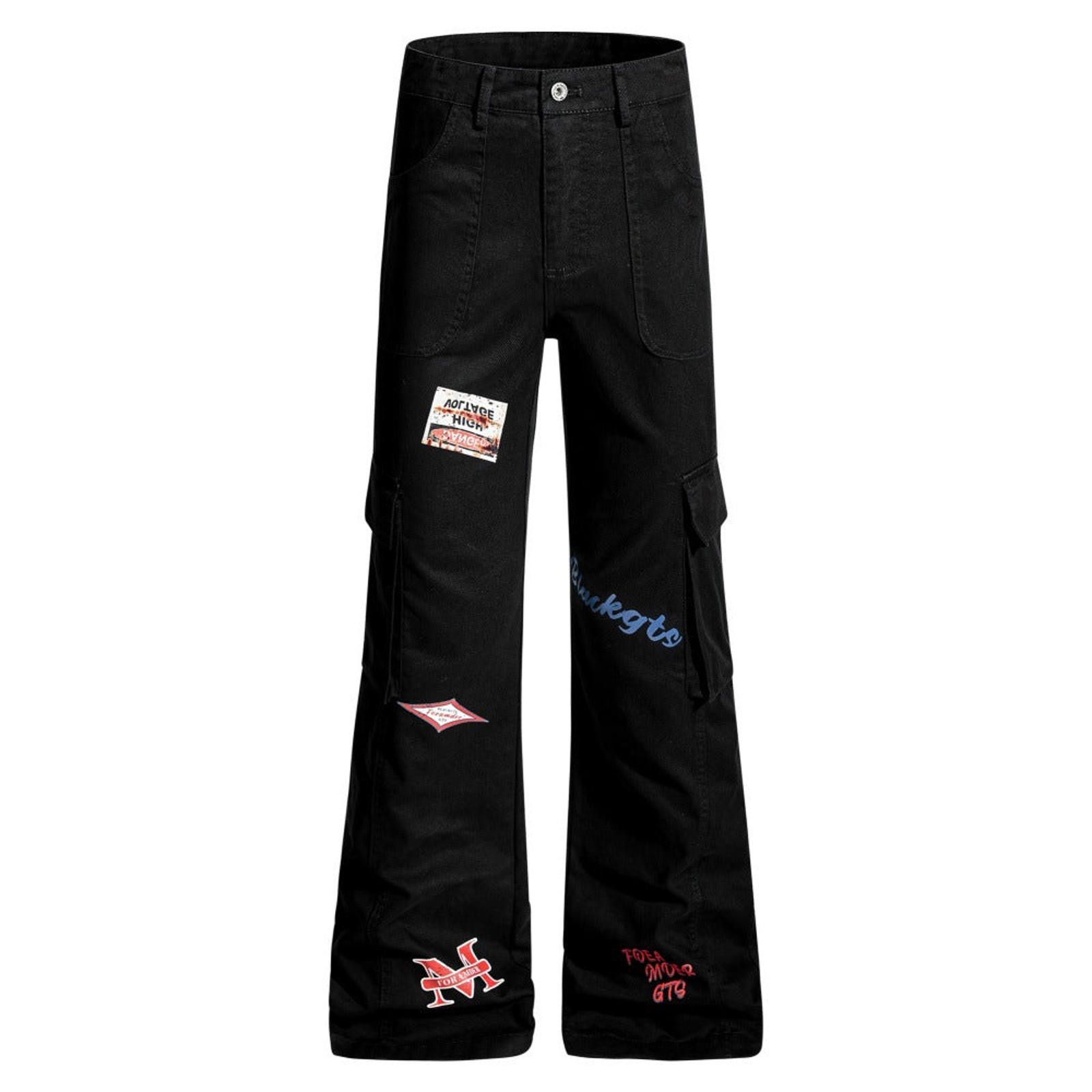 Vintage Brown Wide Leg Cargo Jeans with Patch Details Size US 32 / EU 48 - 5 Thumbnail