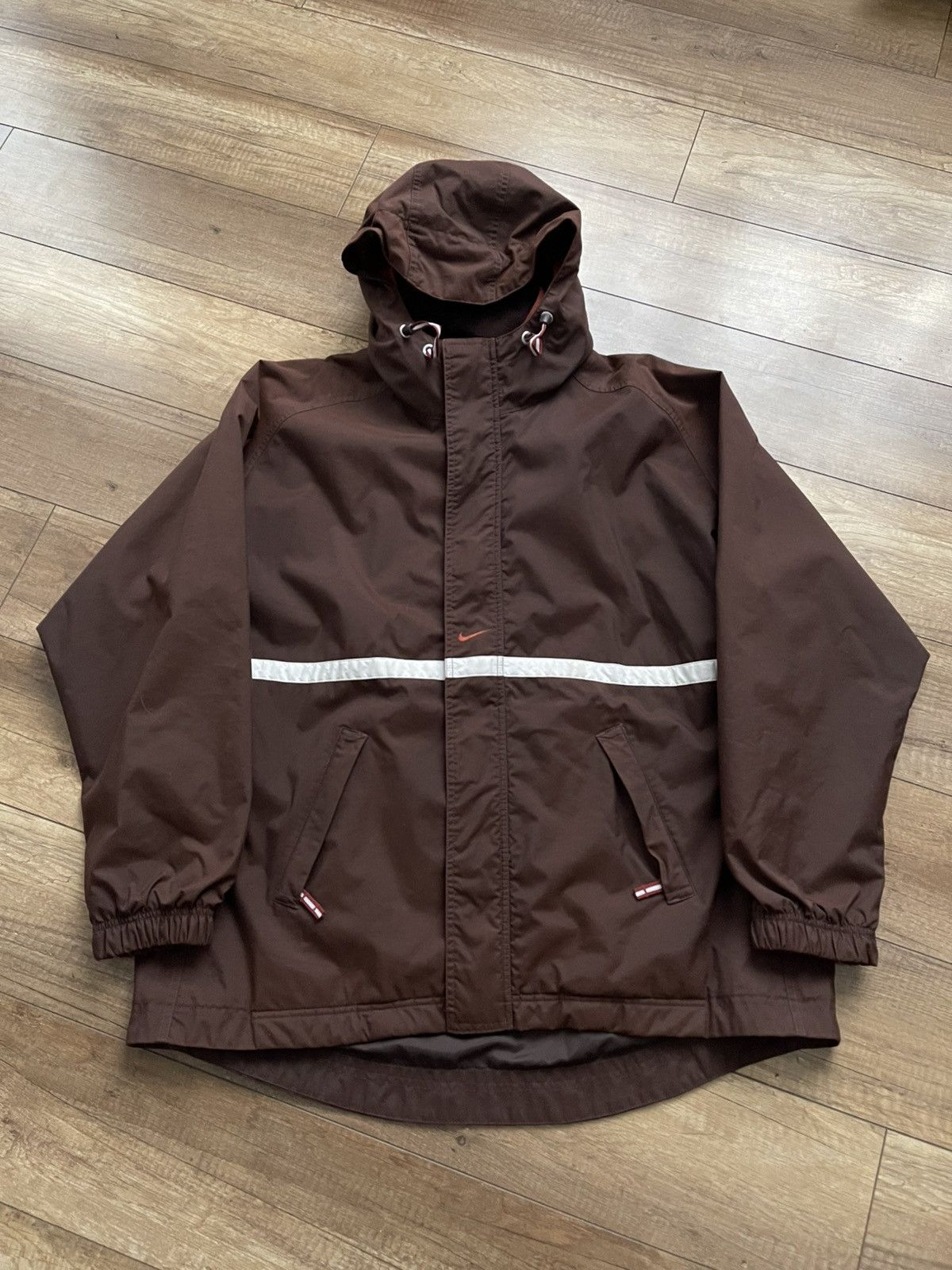 Other Nike Swoosh Vintage Zip Jacket Brown 90s Size US L / EU 52-54 / 3 - 3 Thumbnail