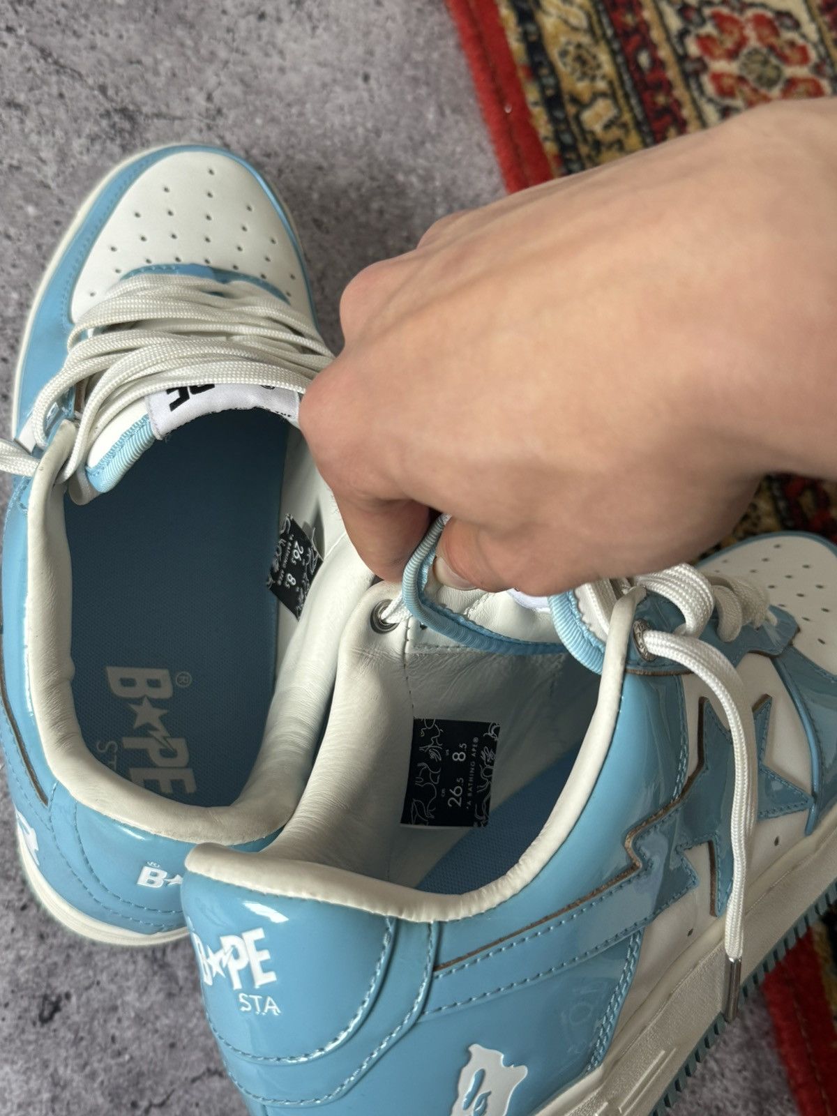 Bape A bathink ape Bape sta snikers shoes mens blue white 8.5 26 Size US 8.5 / EU 41-42 - 9 Thumbnail