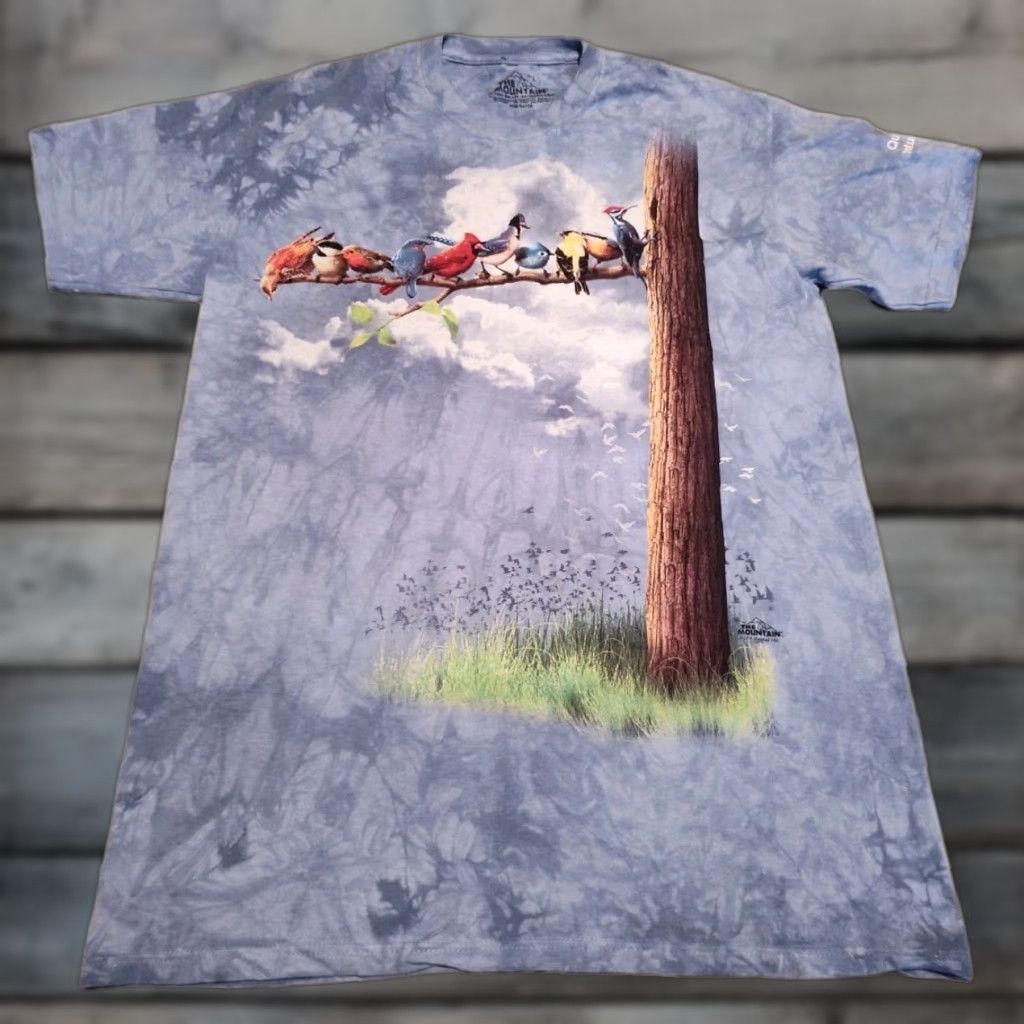 The Mountain The Mountain Tie Dye T-Shirt Birds Blue Size L Unisex Adults Size US L / EU 52-54 / 3 - 1 Thumbnail