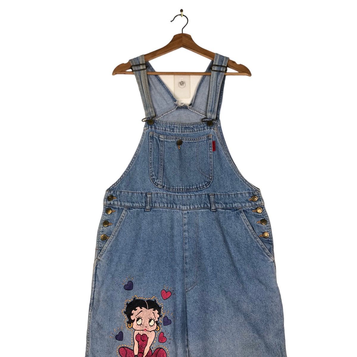 Cartoon Network 🔥Vintage Denim Overall Trousers Worker Betty Boop Big Logo Size US 36 / EU 52 - 4 Thumbnail