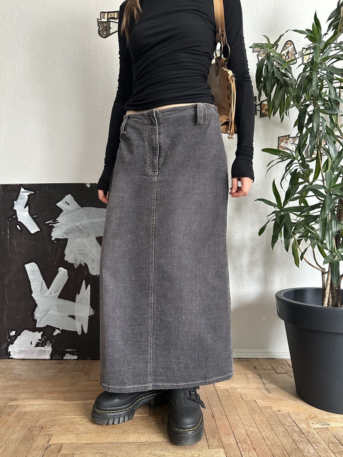 20471120 × Seditionaries Vintage Basic Gray Maxi Denim Skirt Punky Subversive Size 26" / US 2 / IT 38 - 8 Thumbnail