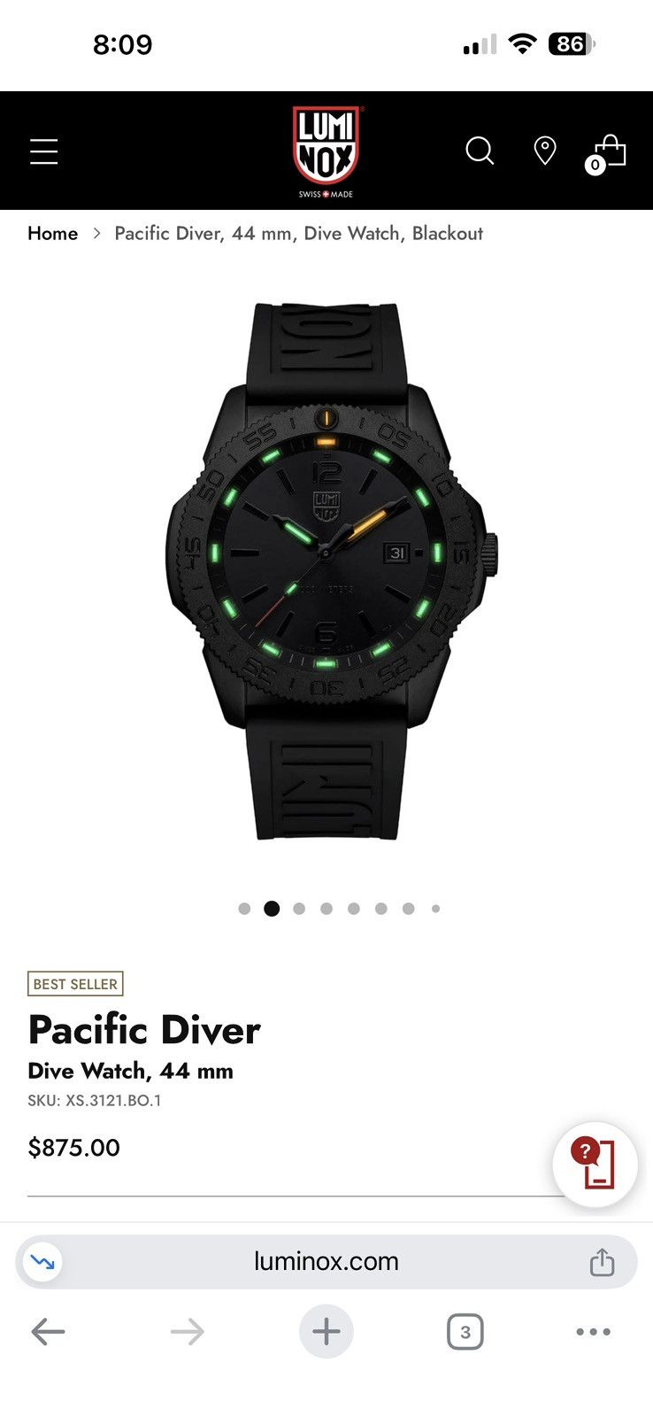 Luminox Luminox Pacific Diver Dive Watch, 44 mm SKU: XS.3121.BO.1 Size 44 - 6 Thumbnail