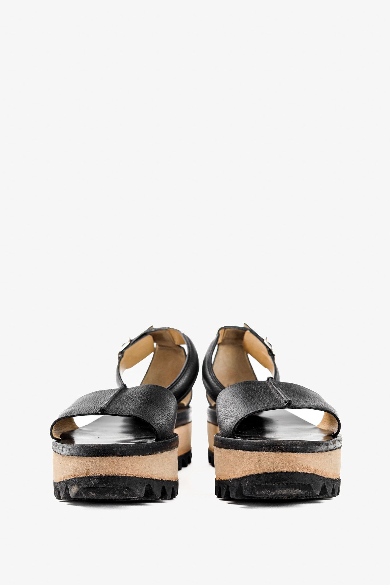 Balenciaga Balenciaga Pebbled Leather Ankle-Strap Flatform Sandals Size US 10 / IT 40 - 2 Thumbnail