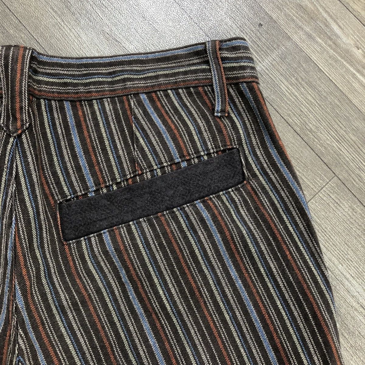 If Six Was Nine × Japanese Brand × Tornado Mart 2000s Tornado Mart Stripped Line Button GOA LGB Flared Jeans Size US 31 - 14 Thumbnail