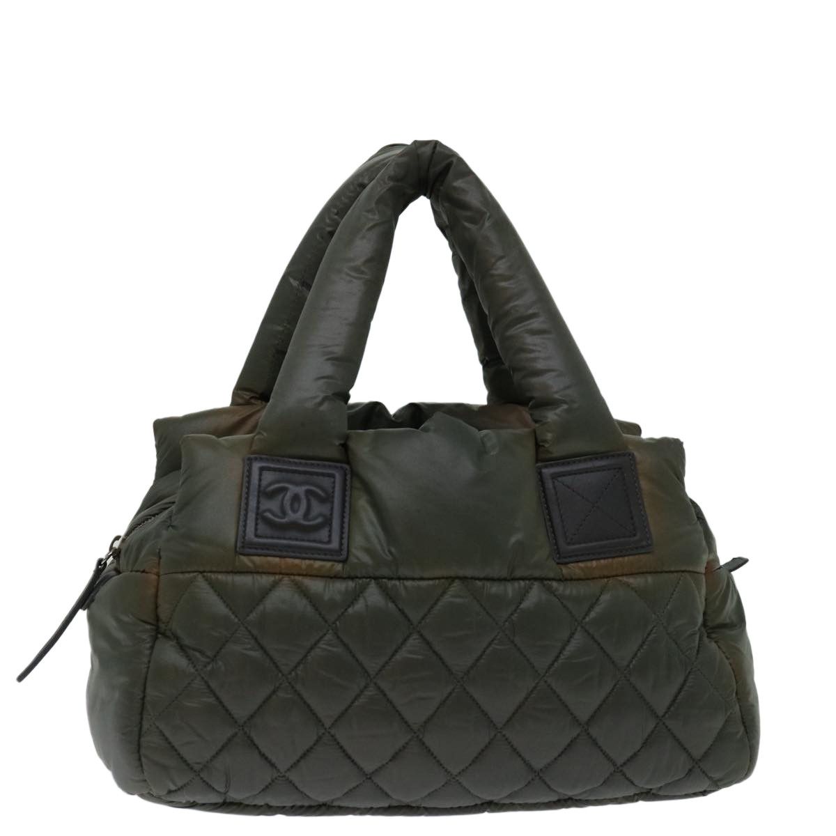 image of Chanel Cococoon Hand Bag Nylon Khaki Cc Auth 69623, Women's