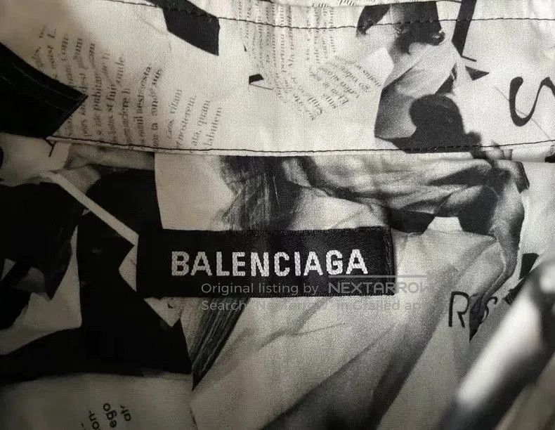 Balenciaga Balenciaga Newspaper Print Shirt. Size US S / EU 44-46 / 1 - 4 Thumbnail