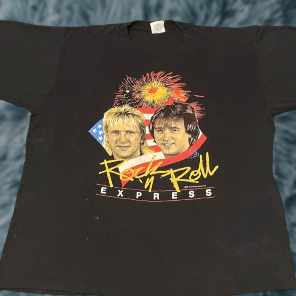 Express VINTAGE 80s ROCK N ROLL EXPRESS WRESTLING NWA JCP RICKY MORTON ROBERT GIBSON 1986 SHIRT XL BLACK MEN Short Sleeve T-Shirt Size US XL / EU 56 / 4 - 1 Thumbnail