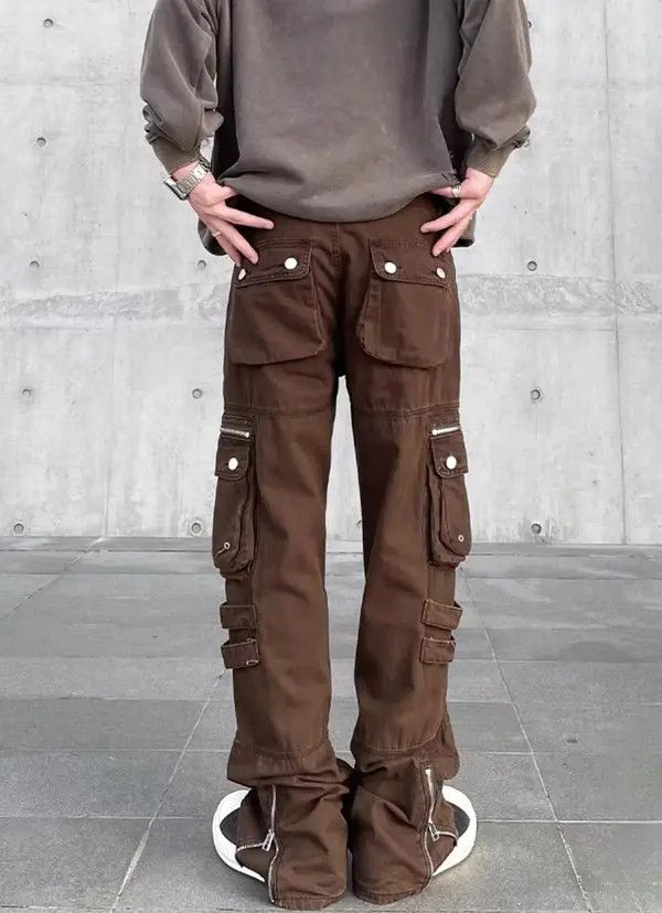 Japanese Brand VIBE High street zip pocket micro flare cargo trousers Size US 30 / EU 46 - 2 Thumbnail