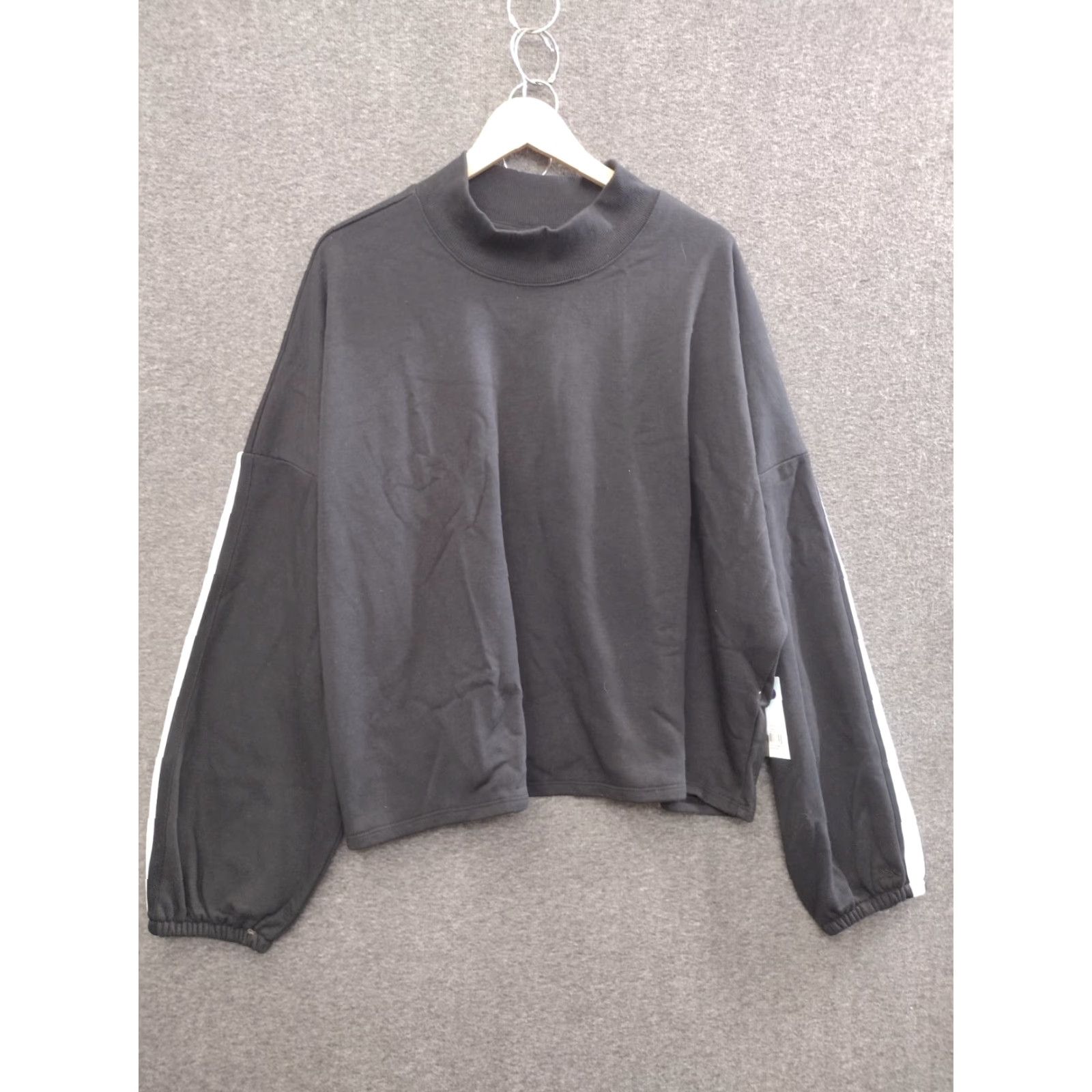 Vintage DSG Women's Crop Mock Neck Pullover Sweatshirt Black Stripe 2X Fashion Activewear, Casual, Travel Men's? No gender specified - end with Womens Size XXL / US 16-18 / IT 52-54 - 2 Thumbnail