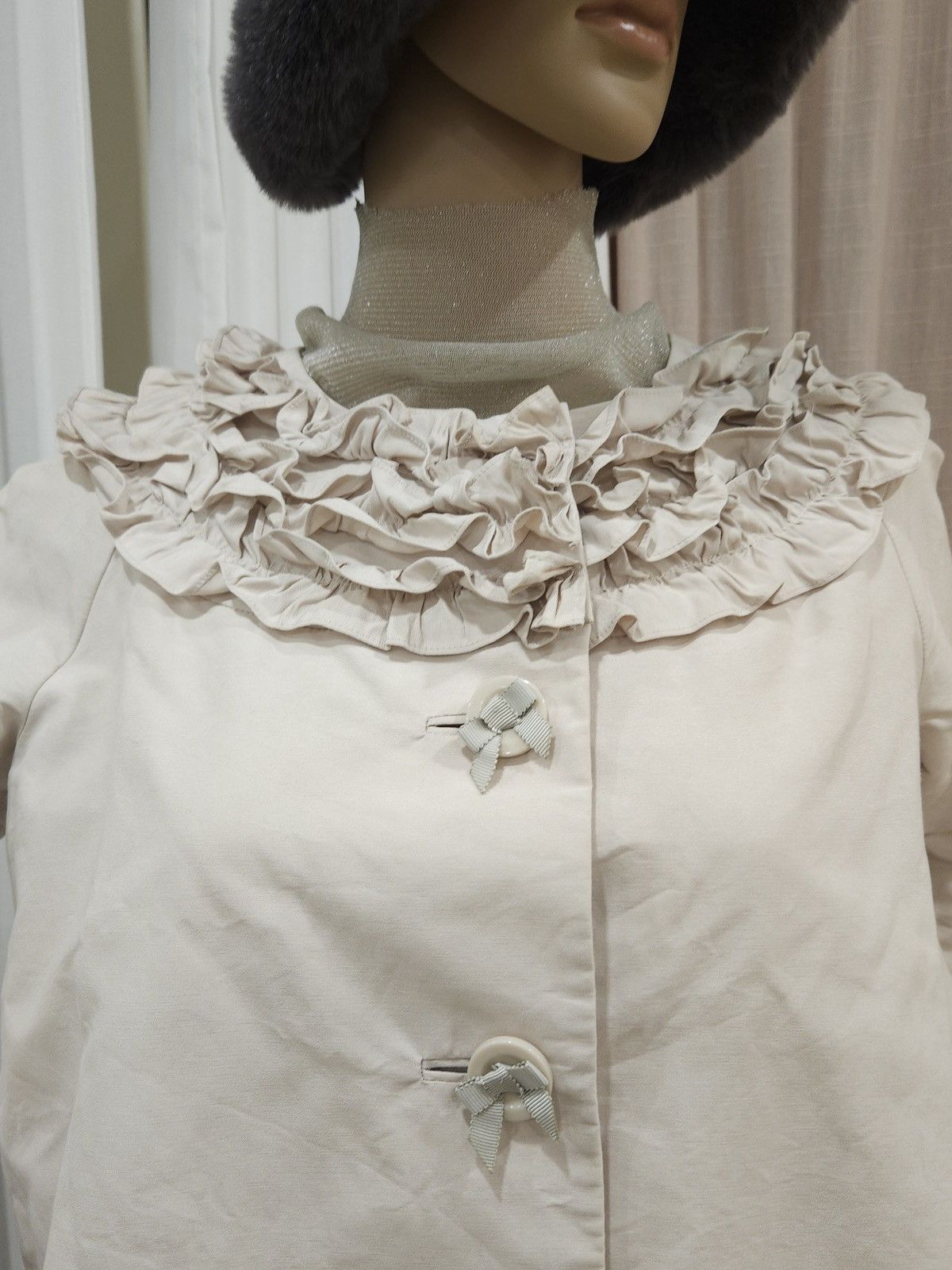 Kate Spade KATE SPADE Boat Neck Ruffled Bow Button A-Line Coat/Top Size S / US 4 / IT 40 - 4 Thumbnail