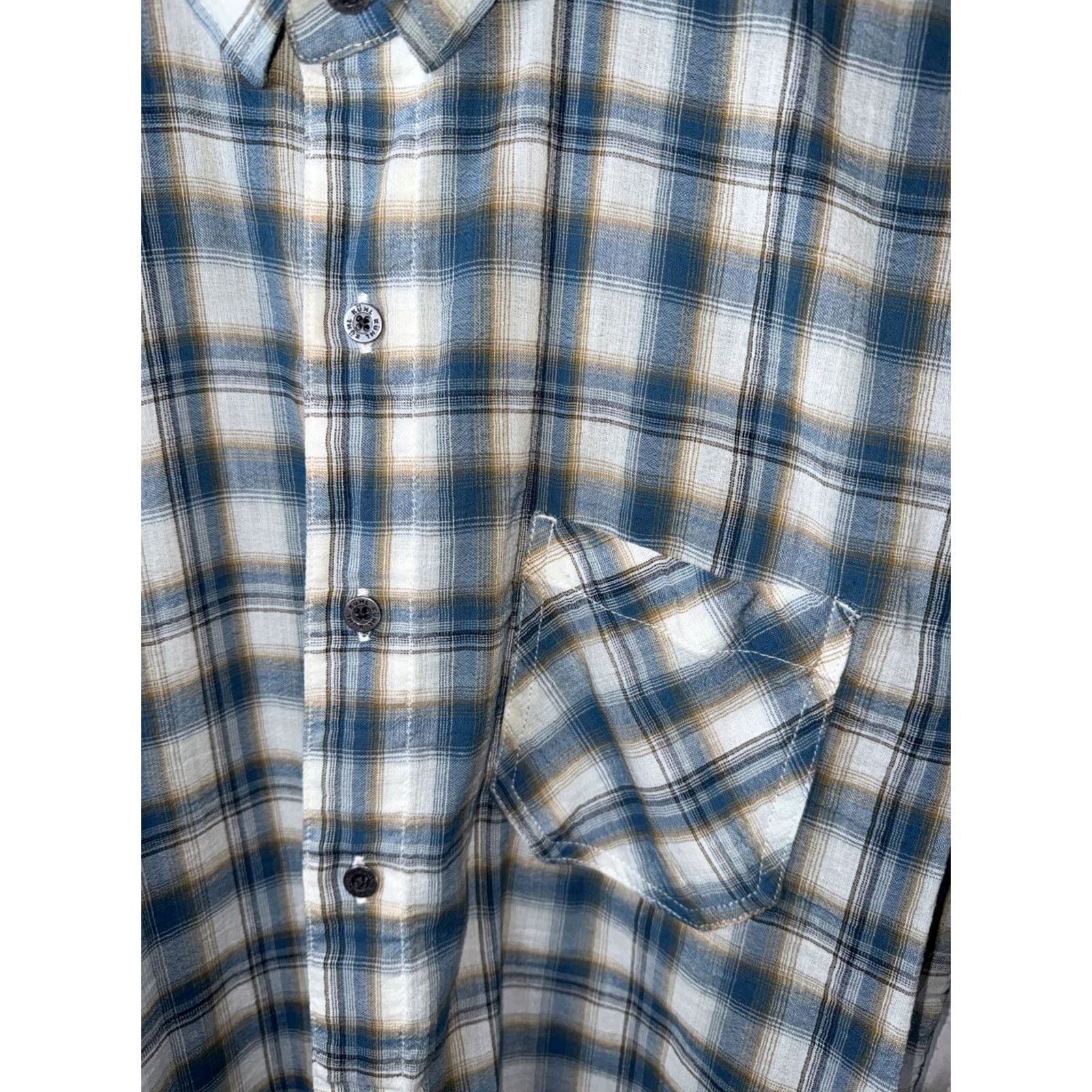 Vintage Kuhl Hiking Shirt Mens XL Organic Cotton Blue Green Plaid Short Sleeve Button-Up Size US XL / EU 56 / 4 - 4 Thumbnail