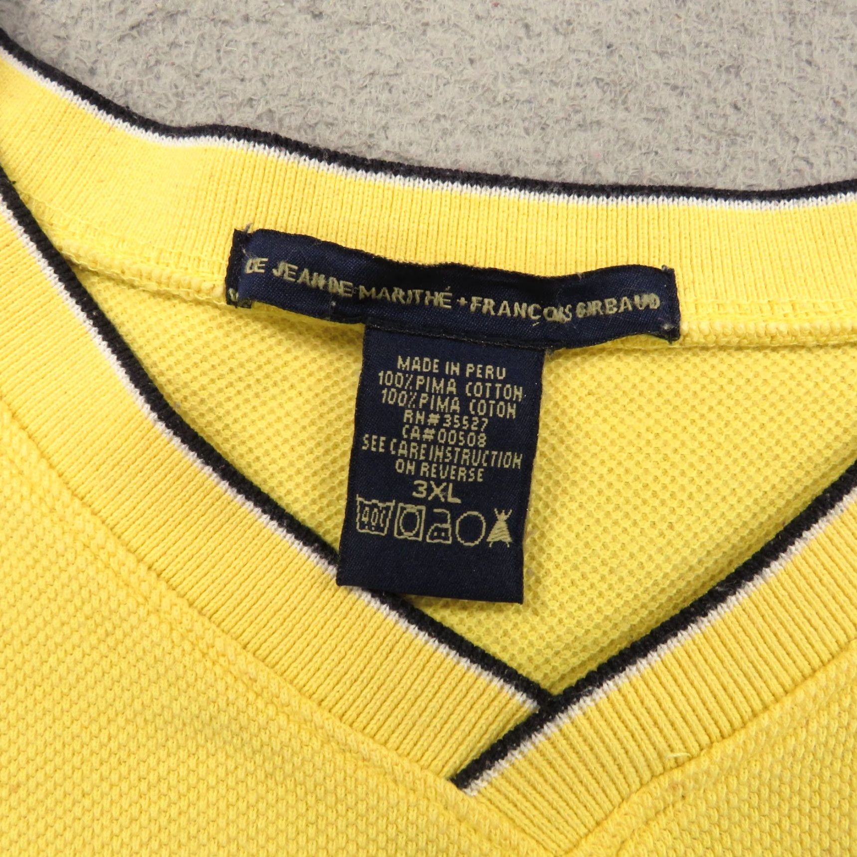 Vintage VTG Girbaud Sweater Shirt Mens XXXL Pique Pima Yellow Pullover V-Neck 90s Hip Hop Knit Solid Long Sleeve Regular Shirt Size US XXL / EU 58 / 5 - 6 Thumbnail