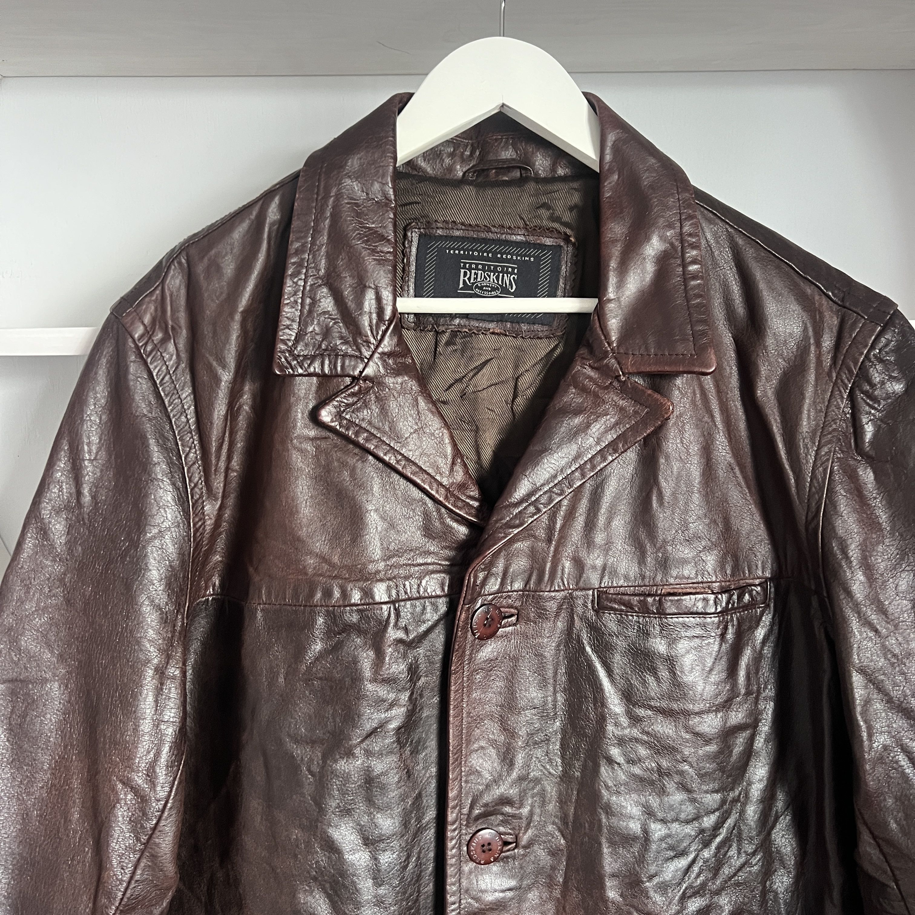 Johnson Motors × NFL Men's REDSKINS 100% Leather Brown Jacket Size XL Size US XL / EU 56 / 4 - 4 Thumbnail
