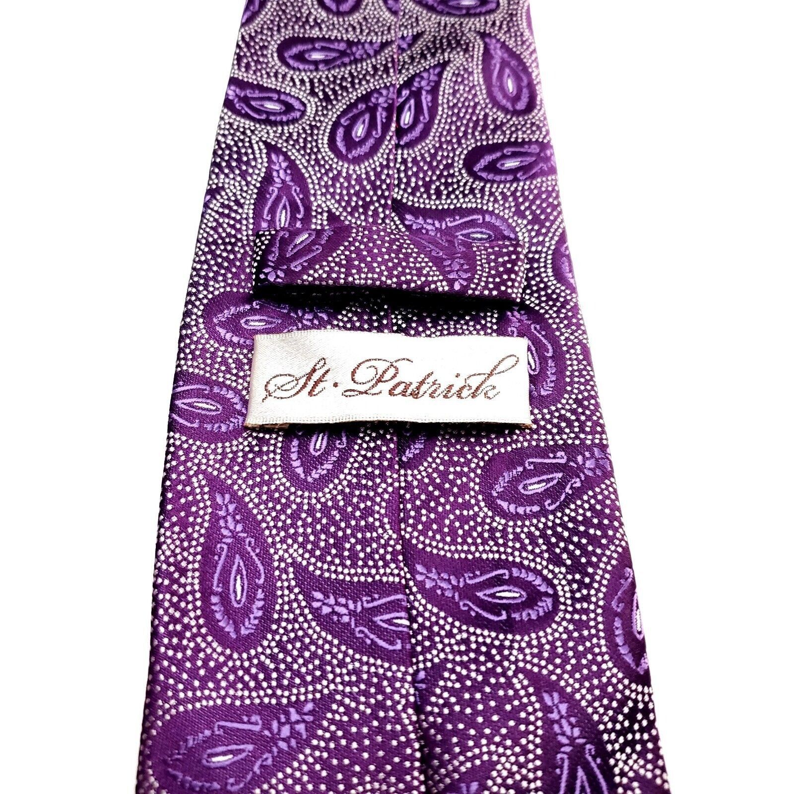 Designer St. Patrick Purple Silk Tie Woven Paisley Size ONE SIZE - 4 Thumbnail