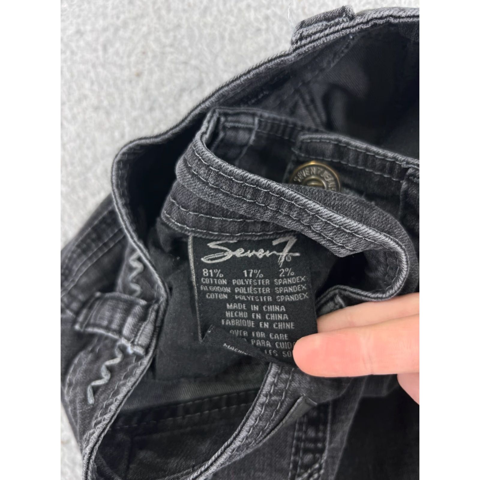 Vintage Seven7 Women's Black Denim Skinny Jeans Adult Size 8 Mid Rise Embroidered Cotton Blend 2010s Size 30" / US 8 / IT 44 - 4 Thumbnail