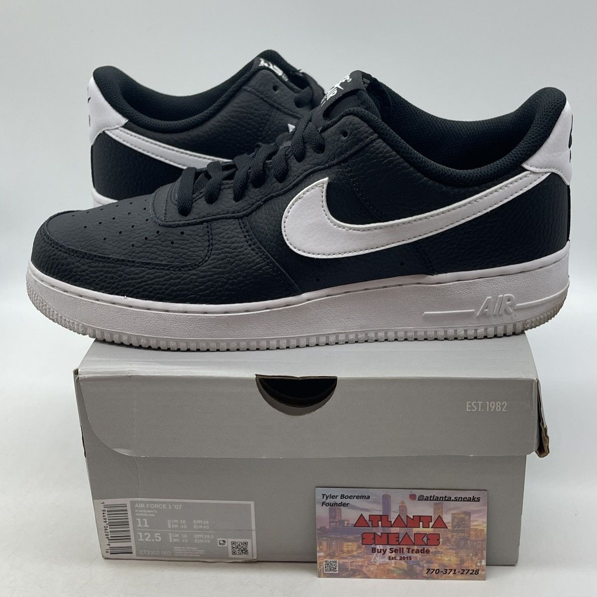 Nike Air Force 1 black white Size US 11 / EU 44 - 1 Thumbnail