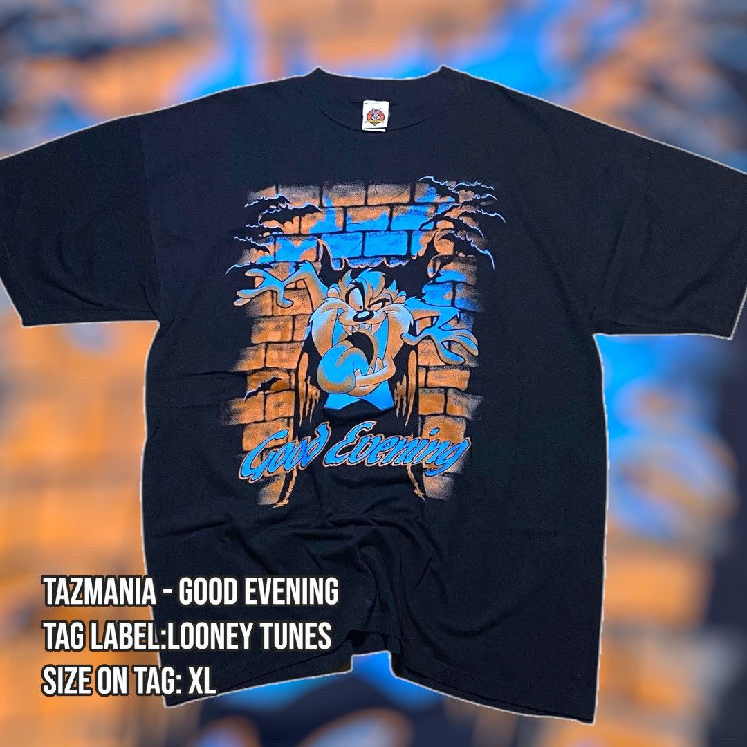 Vintage Tazmania - Good Evening Cartoon Tee Size US L / EU 52-54 / 3 - 1 Thumbnail