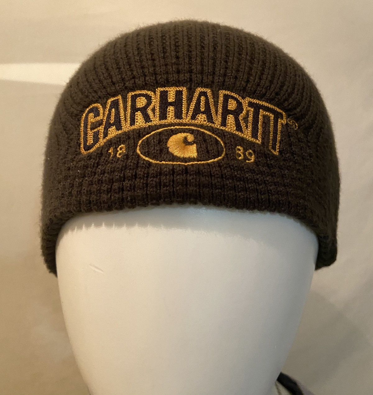 Carhartt Carhartt Olive Green/Gold Beanie — Embroidered Waffle Knit Size ONE SIZE - 2 Thumbnail