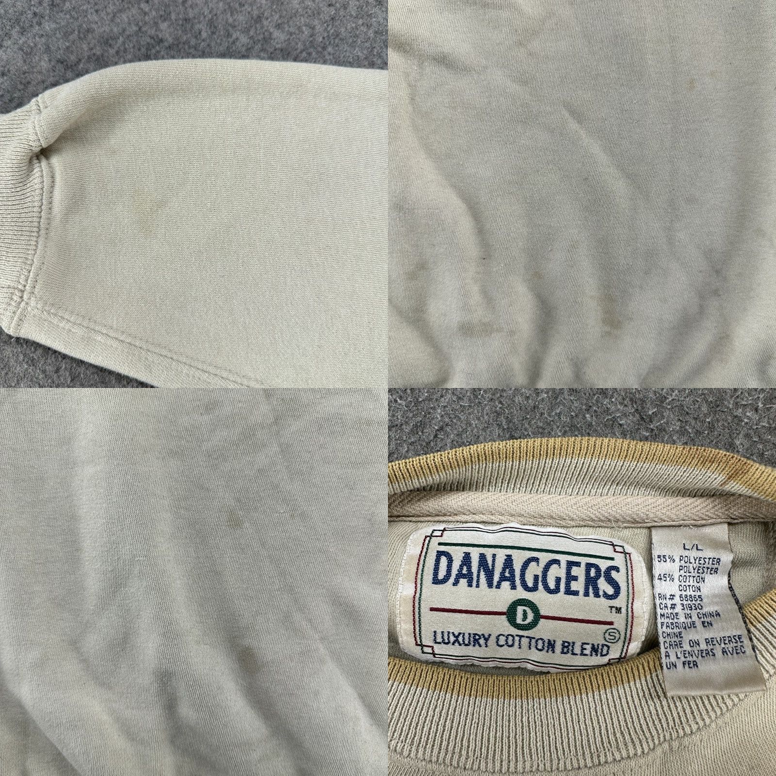 Vintage VINTAGE Danaggers Sweatshirt Mens L Beige 90s Pullover Crew Neck Fleece Cotton Long Sleeve Hunting Size US L / EU 52-54 / 3 - 8 Thumbnail