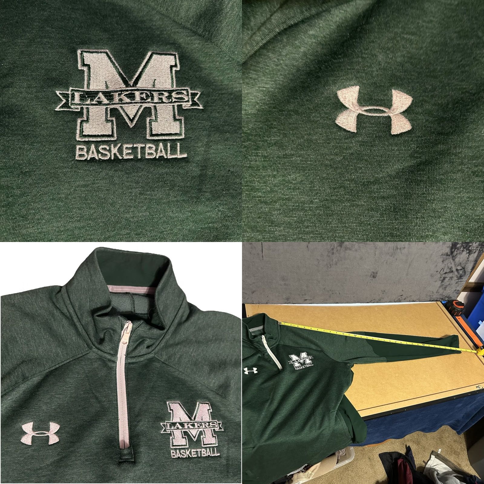 Under Armour Mercyhurst University Lakers Basketball 1/4 Zip Up Pullover Men Medium Green Under Armour 1/4 Zip Long Sleeve Mock Neck Logo Pockets Casual Activewear Size US M / EU 48-50 / 2 - 10 Thumbnail