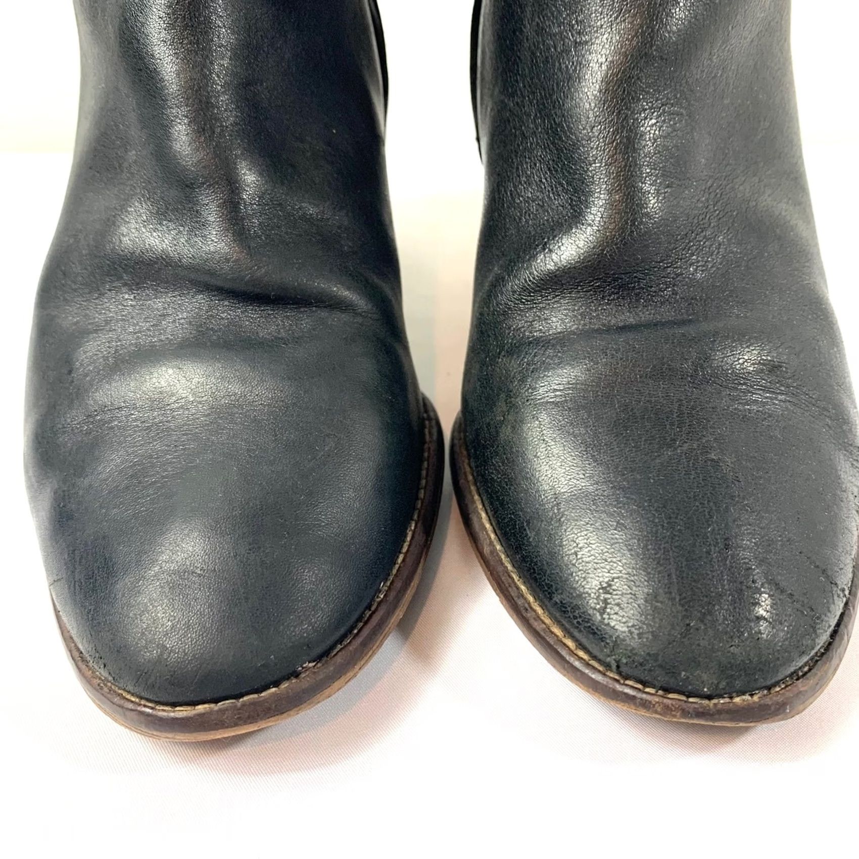 Madewell Madewell Black Leather Ankle Booties Womens 9.5 Stacked Heel Zip Up Size US 10 / IT 40 - 4 Thumbnail
