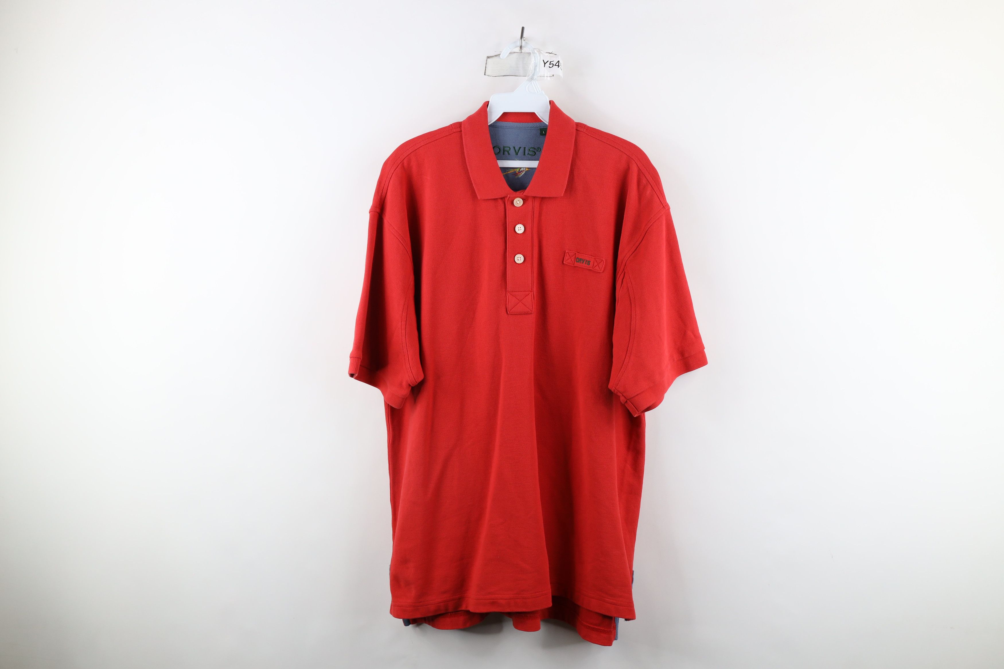 Orvis × Vintage Vintage Orvis Heavyweight Collared Polo Shirt Red Cotton Size US L / EU 52-54 / 3 - 1 Thumbnail