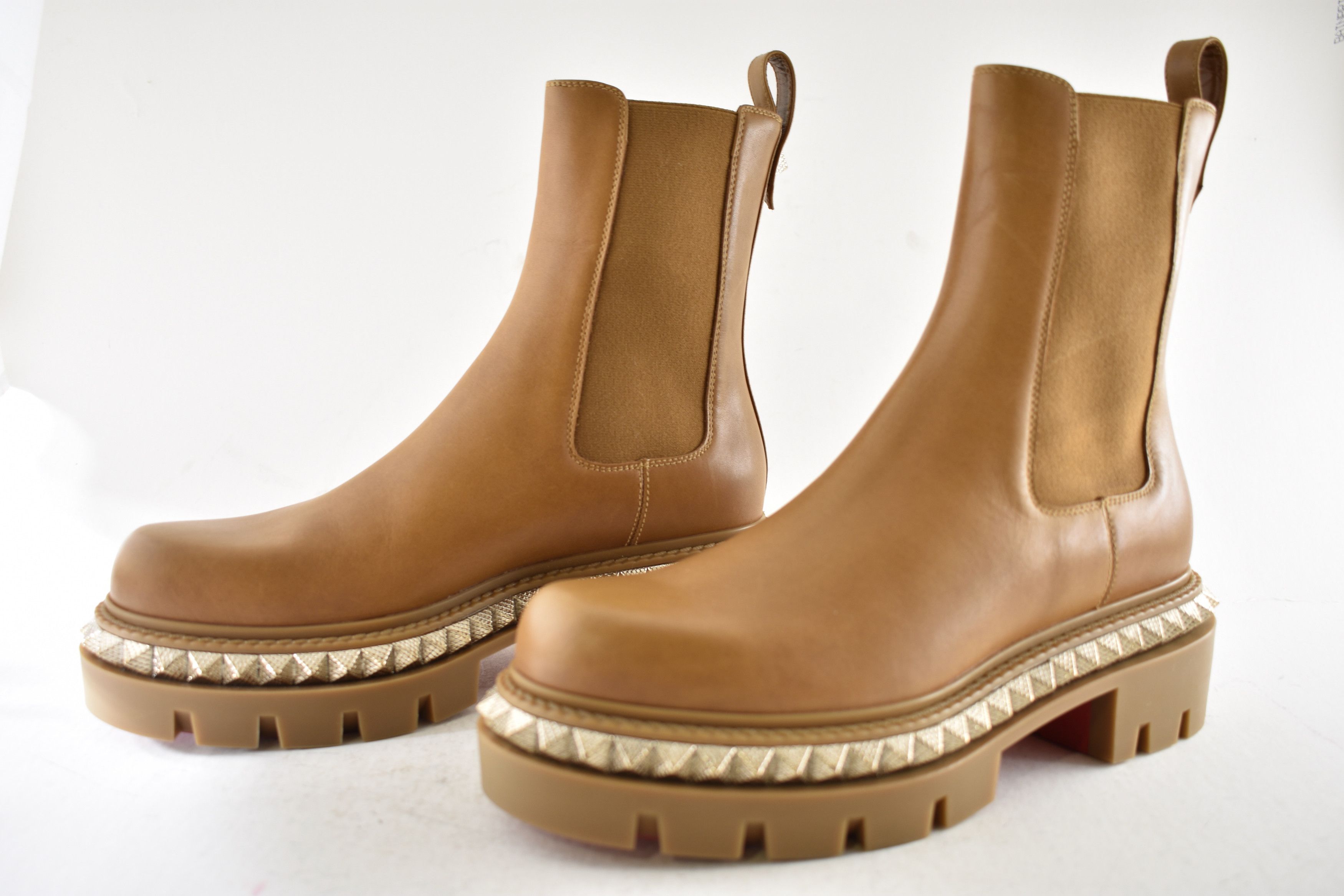 Christian Louboutin St Emilia Pyraclou Flat Terra Brown Chelsea Lug Boot 38 Size US 8 / IT 38 - 18 Thumbnail