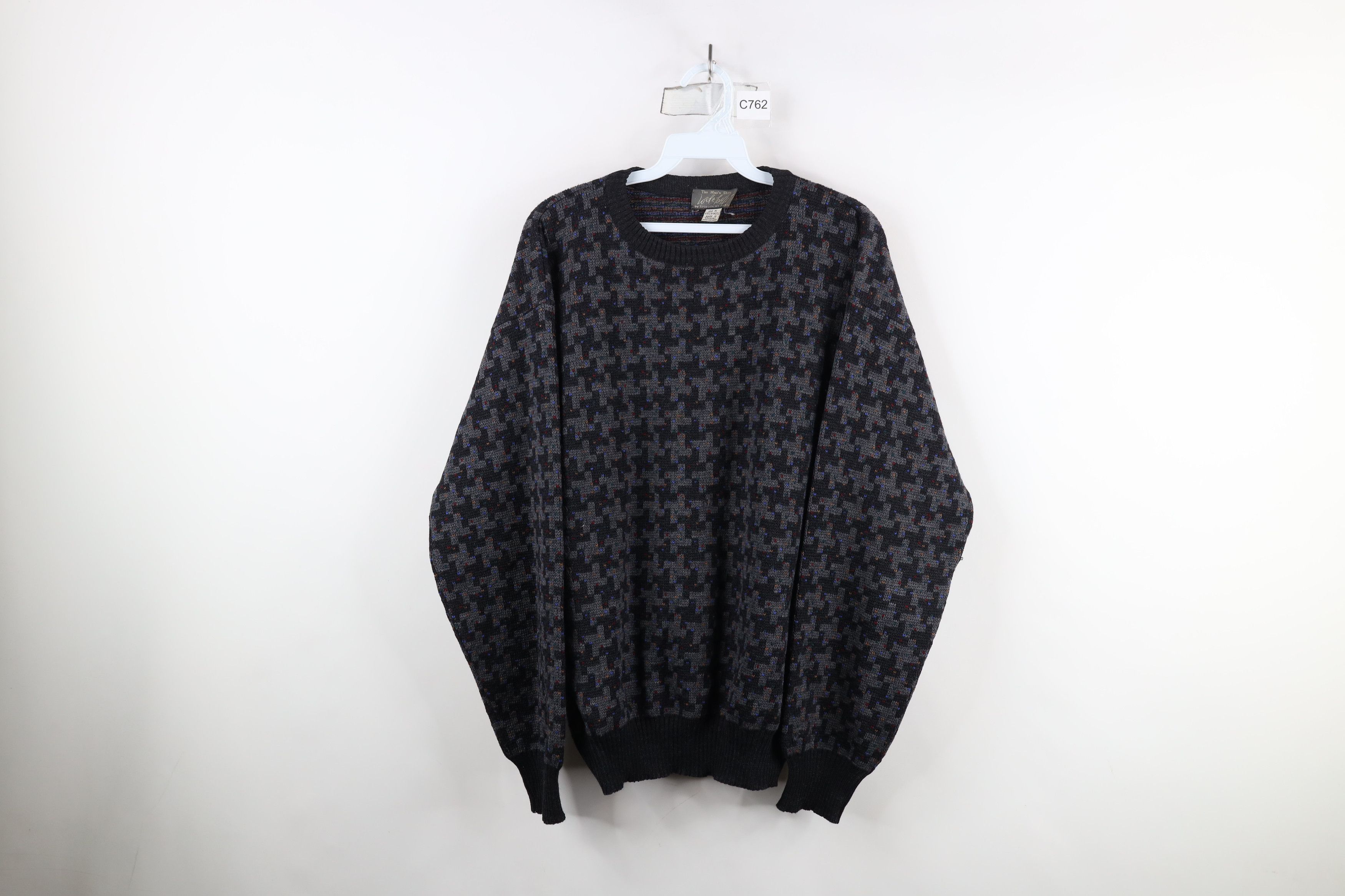 Vintage Vintage 90s Streetwear Fleck Houndstooth Wool Knit Sweater Size US XL / EU 56 / 4 - 1 Thumbnail