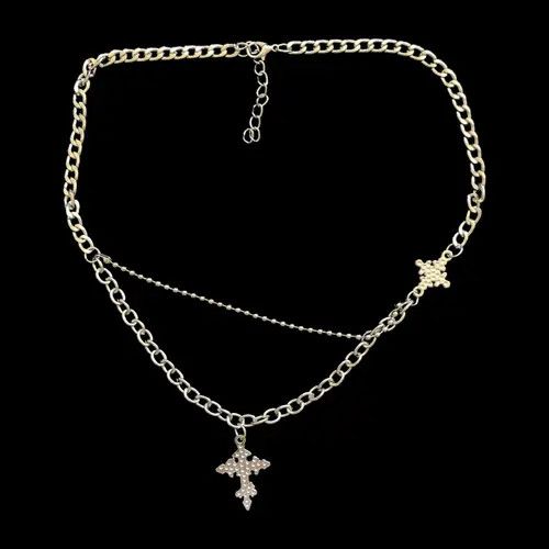 VIBE Cross Chain Necklace Punk Y2K Size ONE SIZE - 2 Thumbnail
