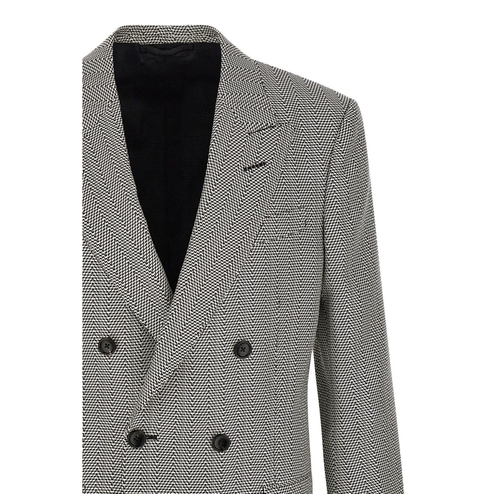 Tom Ford TOM FORD Jacquard Black White Silk Blazer New & Authentic (M Size US XL / EU 56 / 4 - 3 Thumbnail