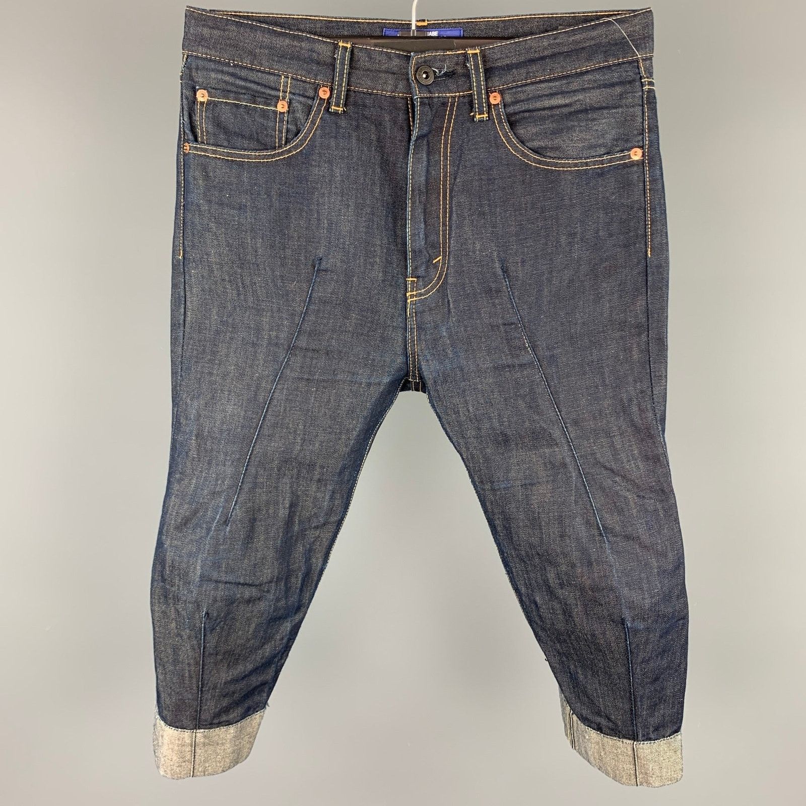 Junya Watanabe XS Indigo Contrast Stitch Cotton / Linen Cropped Jeans Size US 32 / EU 48 - 1 Thumbnail