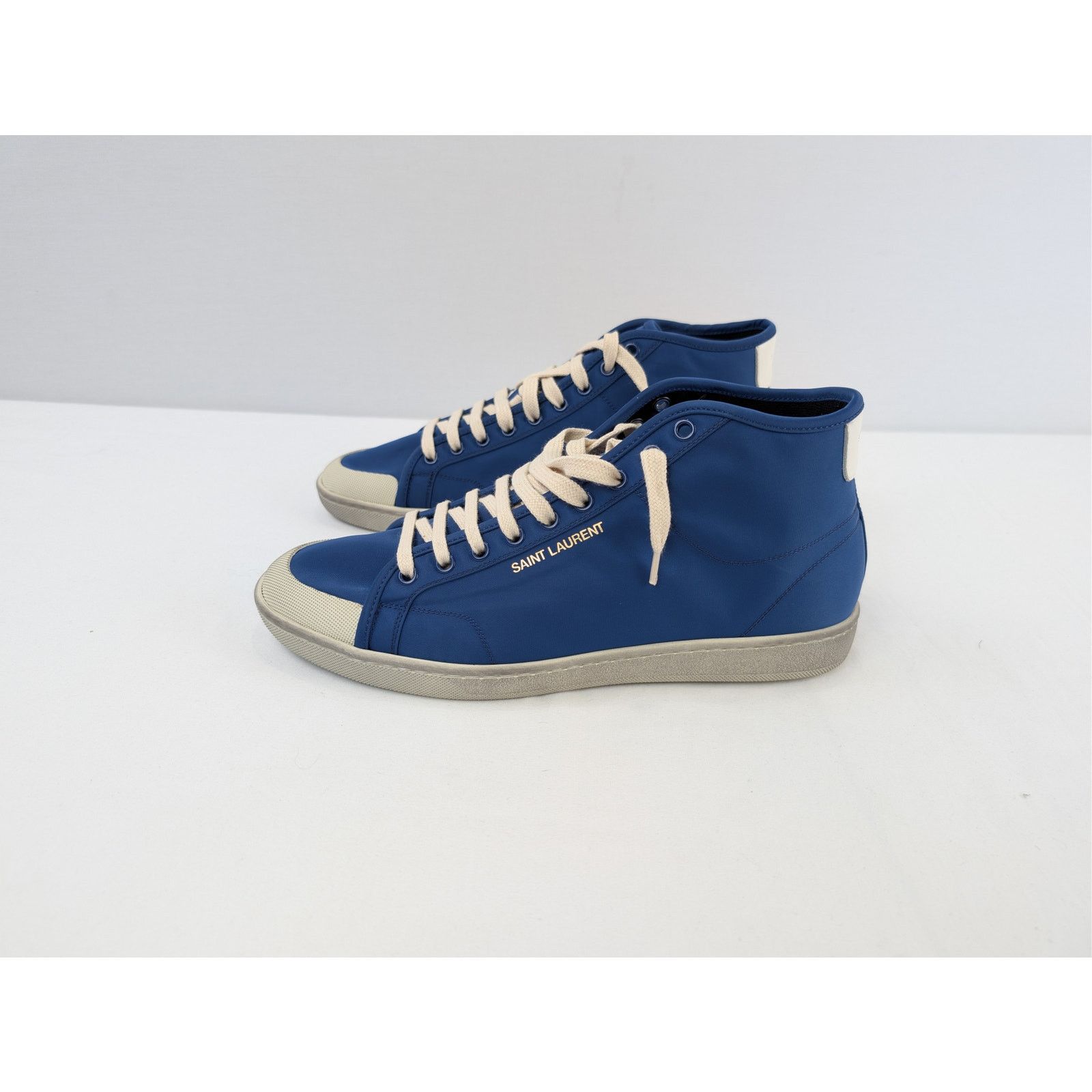 Saint Laurent Paris o1rshd1 Court Classic SL/39 mid-top sneakers in blue nylon Size US 9 / EU 42 - 10 Thumbnail