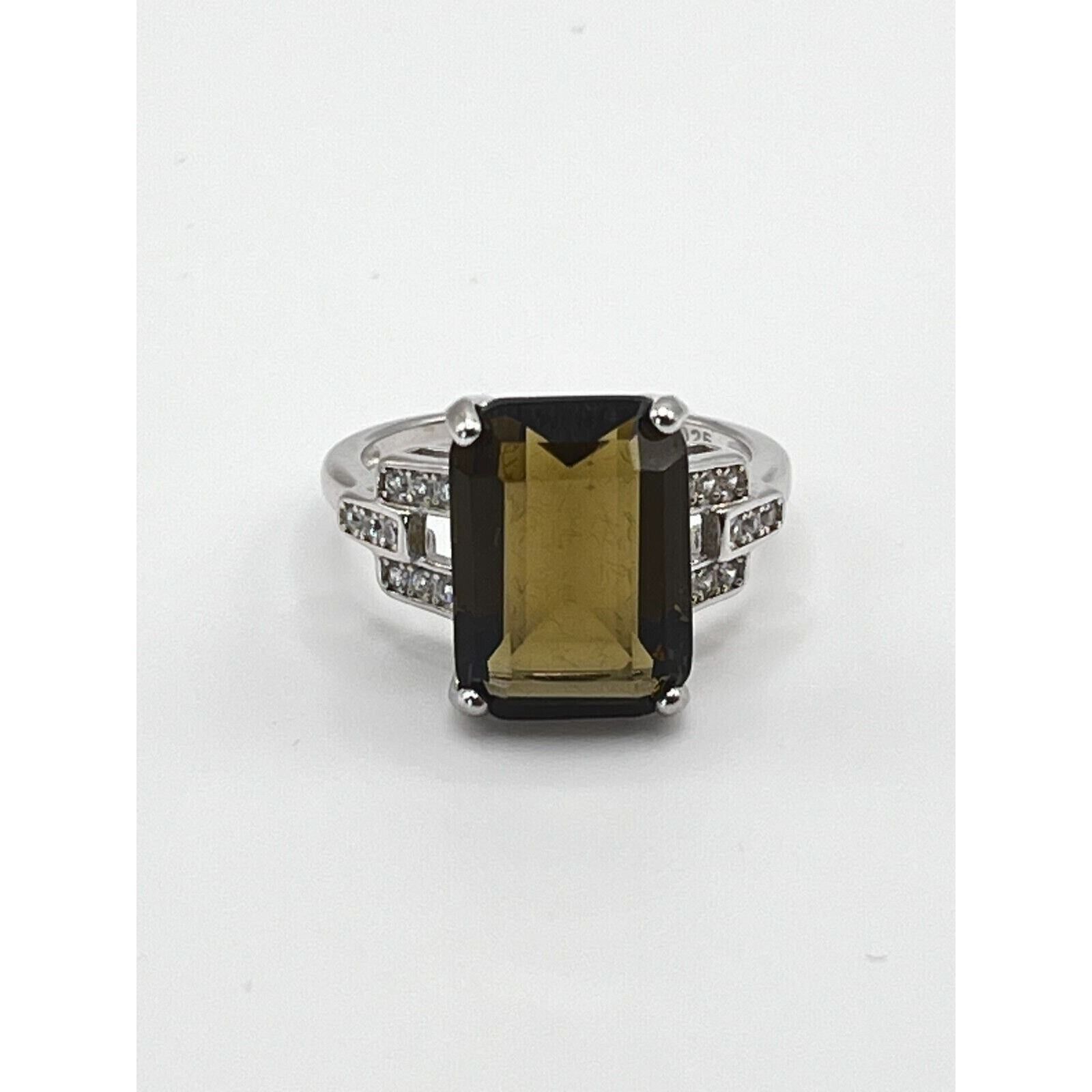 The Unbranded Brand .925 Sterling Silver Quartz and Cubic Zirconia Ring Size 7 Size ONE SIZE - 5 Thumbnail