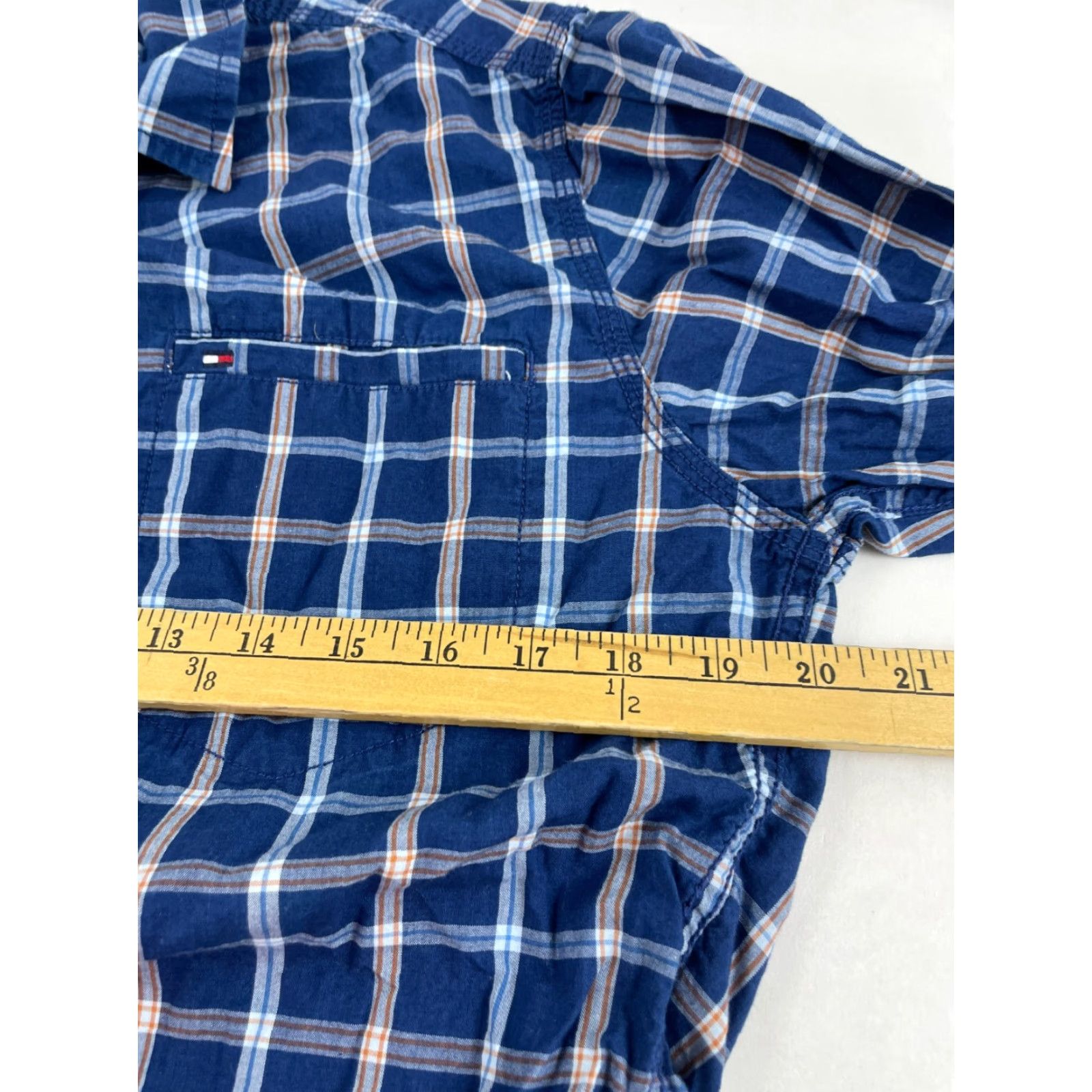 Tommy Hilfiger Tommy Hilfiger Shirt Men's Size S Navy Blue Orange Plaid Custom Fit Button Up Size US S / EU 44-46 / 1 - 5 Thumbnail