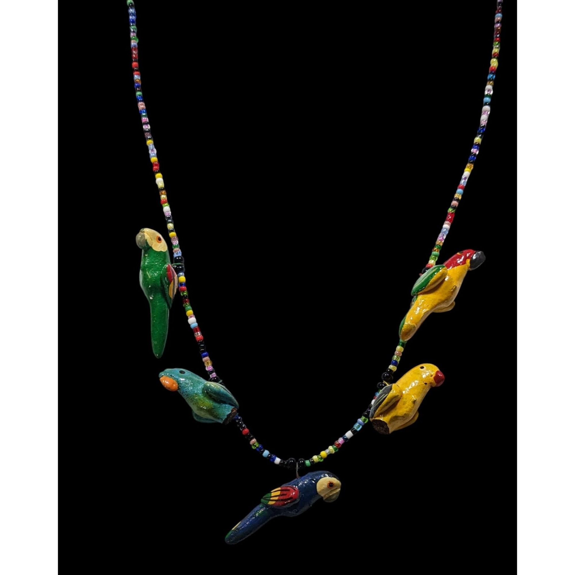 Handmade Handcrafted Parrot Necklace With Colorful Beads & Ceramic Bi Size ONE SIZE - 2 Thumbnail
