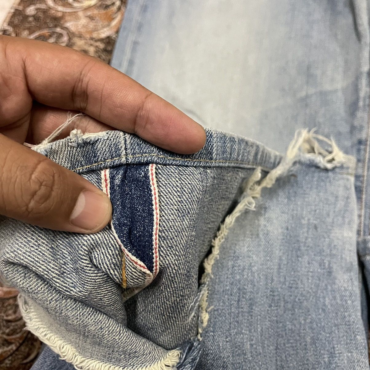 Edwin 🔥Vintage Edwin 502 Stoned Washed Ripped Slevedge Denim Jeans Size US 34 / EU 50 - 9 Thumbnail