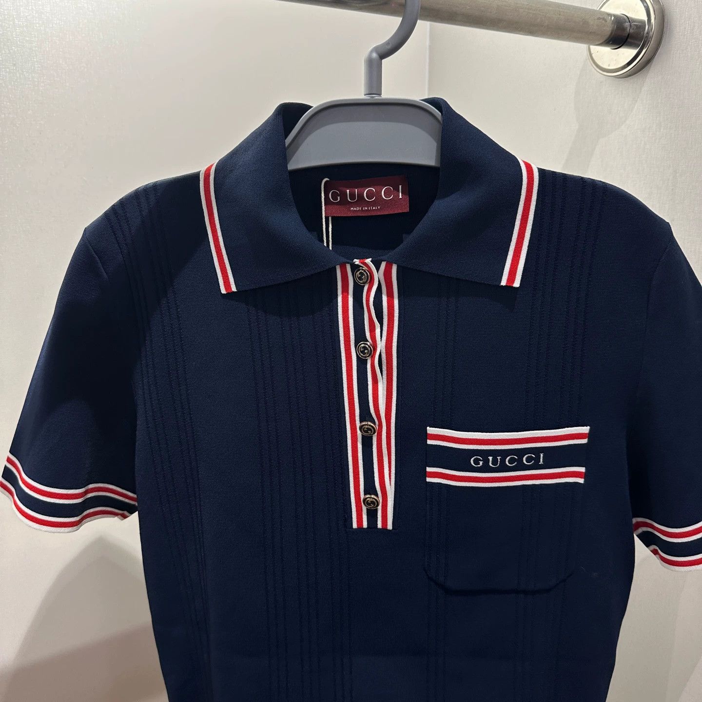 Gucci Gucci Blue Polo Shirt Red/White Stripe Trim apr587 Size S / US 4 / IT 40 - 6 Thumbnail