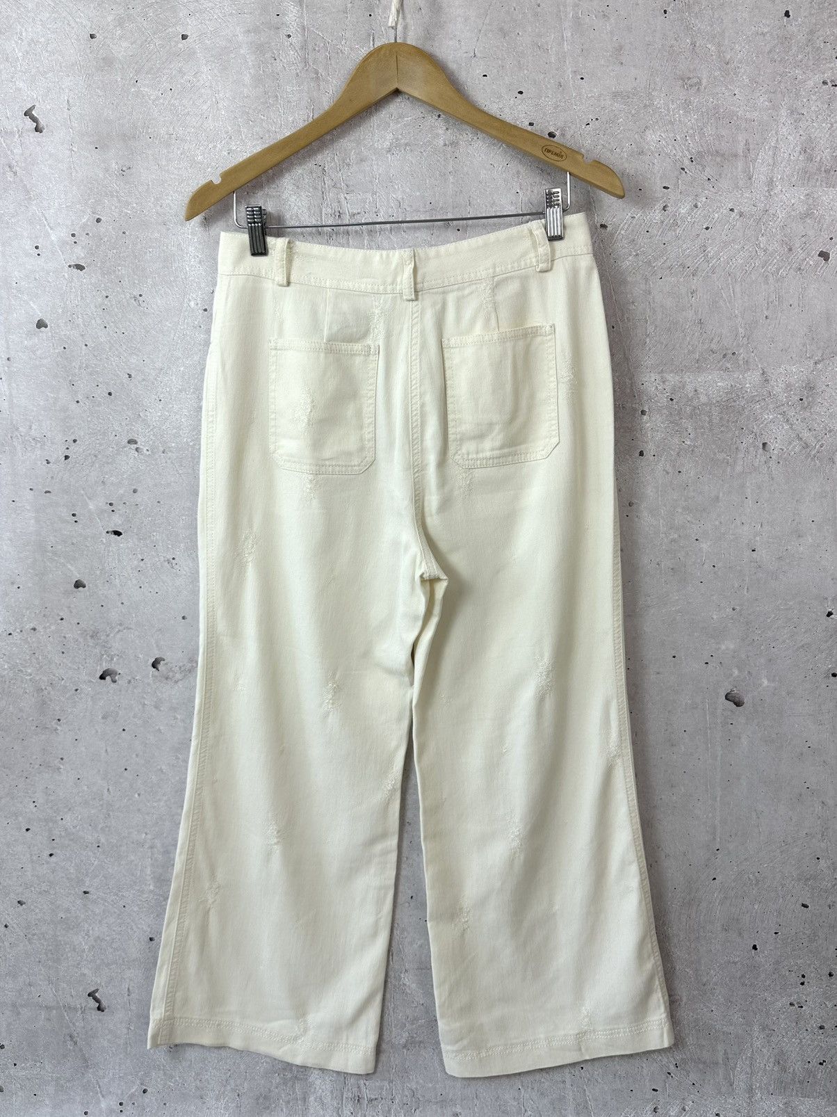 Sandro Sandro Ivory Distressed Cotton Pants Size 30" / US 8 / IT 44 - 8 Thumbnail