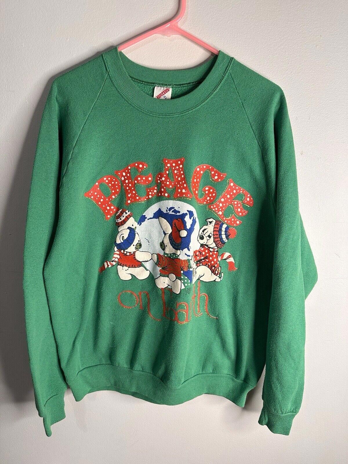 Designer Vintage Peace On Earth Sweatshirt Made in the USA Size US 36 / EU 52 - 1 Thumbnail