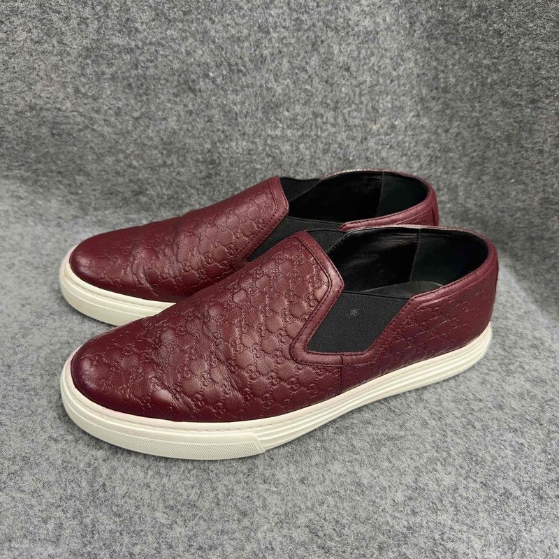 Gucci Gucci Leather Slip-On Fashion Sneakers in Burgundy Size US 7.5 / EU 40-41 - 1 Thumbnail