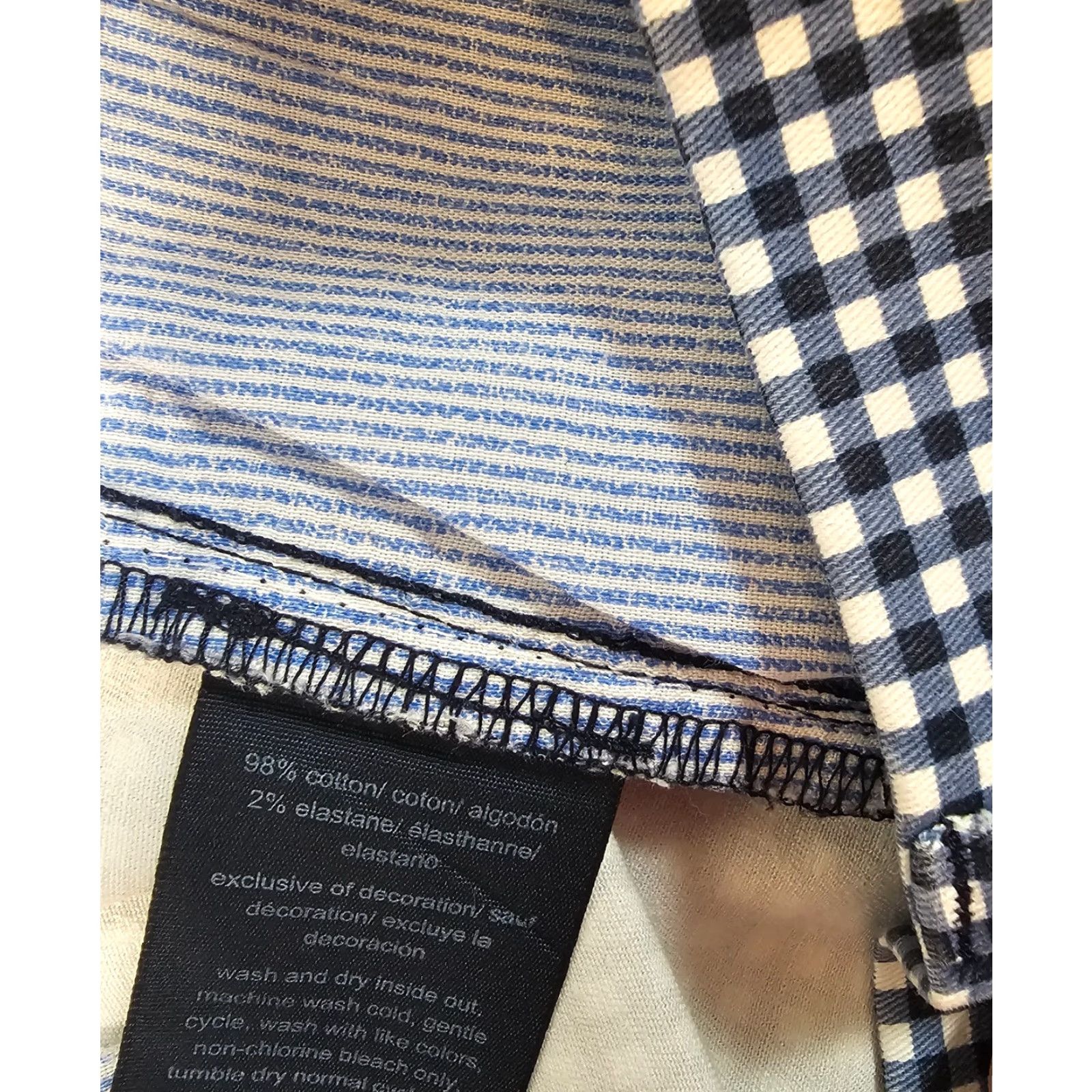 Tommy Hilfiger Tommy Hilfiger Women's Blue and White Check Plaid Straight Fit Pants 14 Size 36 in Waist Inseam 26.5 in Chino Size 36" / US 14 / IT 50 - 4 Thumbnail