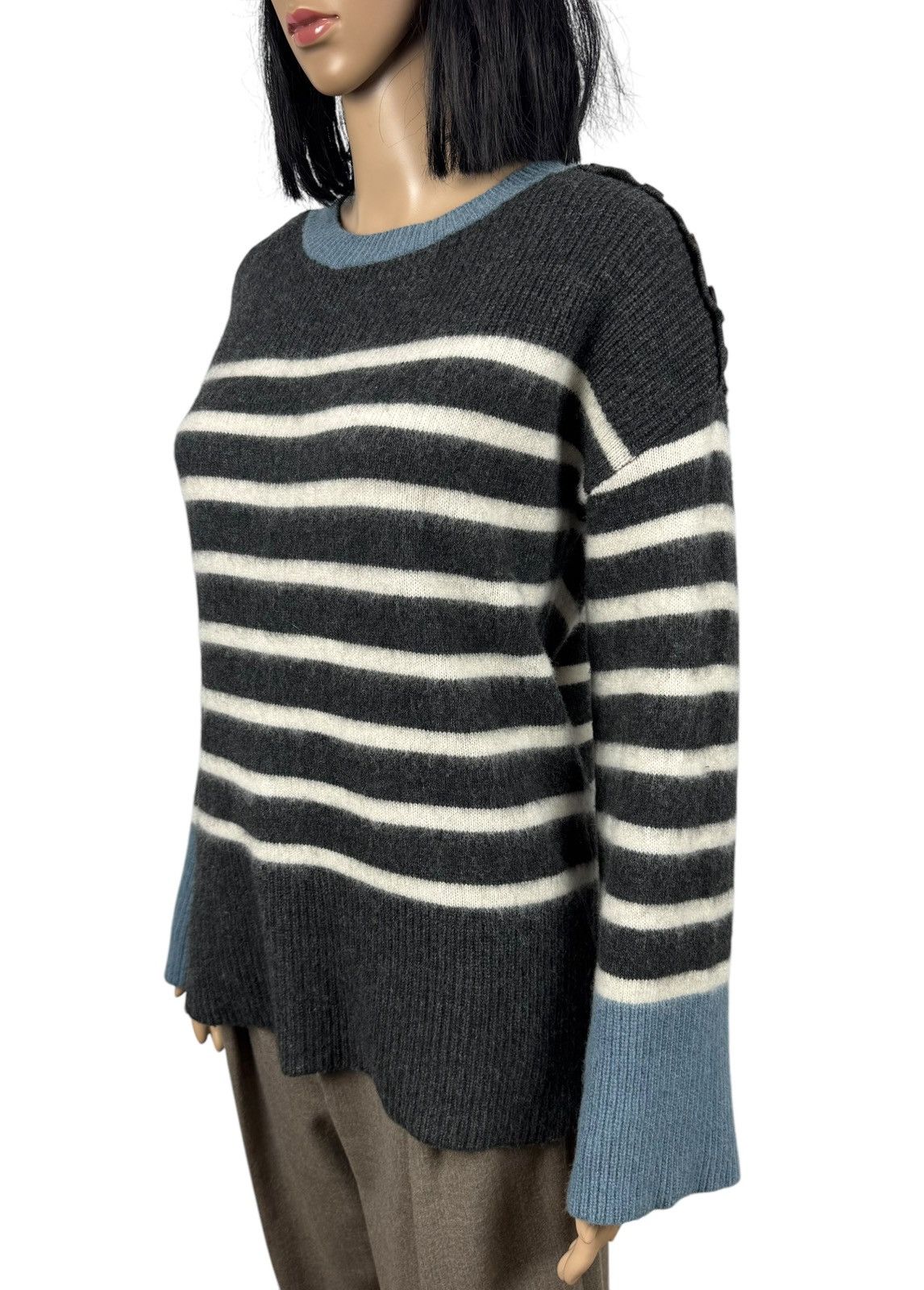 Designer Thought Wool-Nylon Striped Jumper Sweater size 10 38 Size XS / US 0-2 / IT 36-38 - 4 Thumbnail